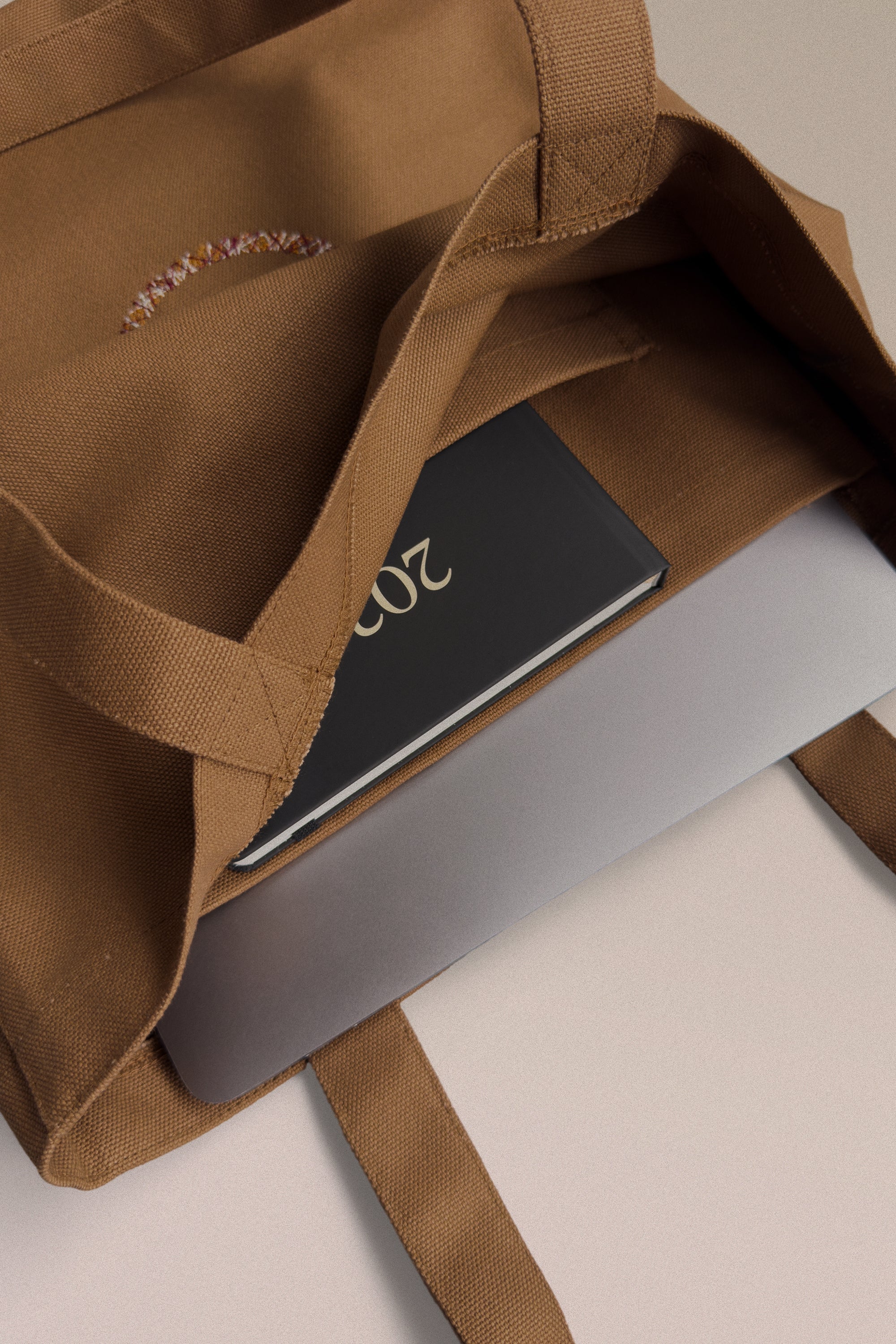 Tote Bag Triple Stitch Smiley Umber Canvas