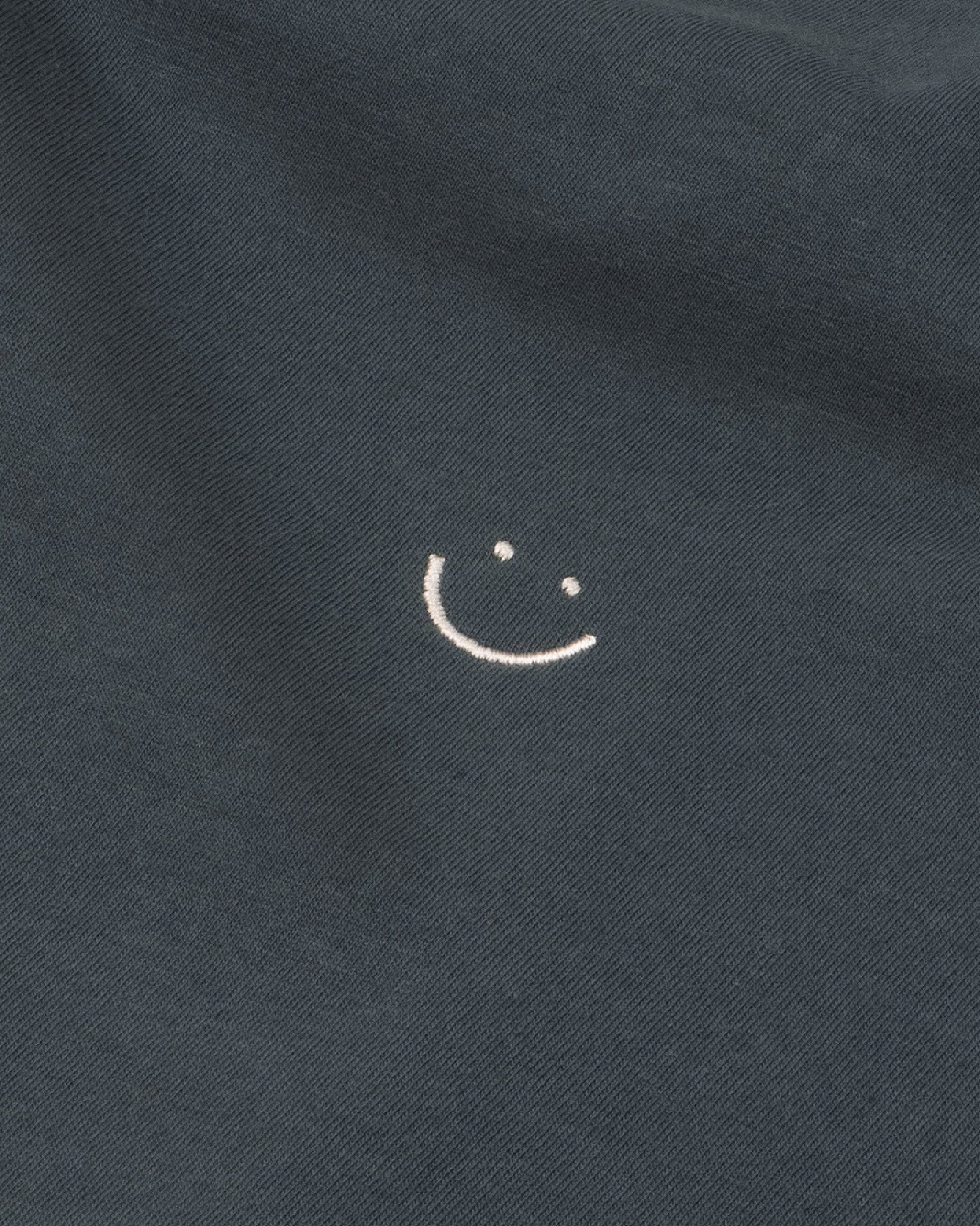 Bandsome original raw t-shirt in charcoal blue smiley - Australian made organic cotton top