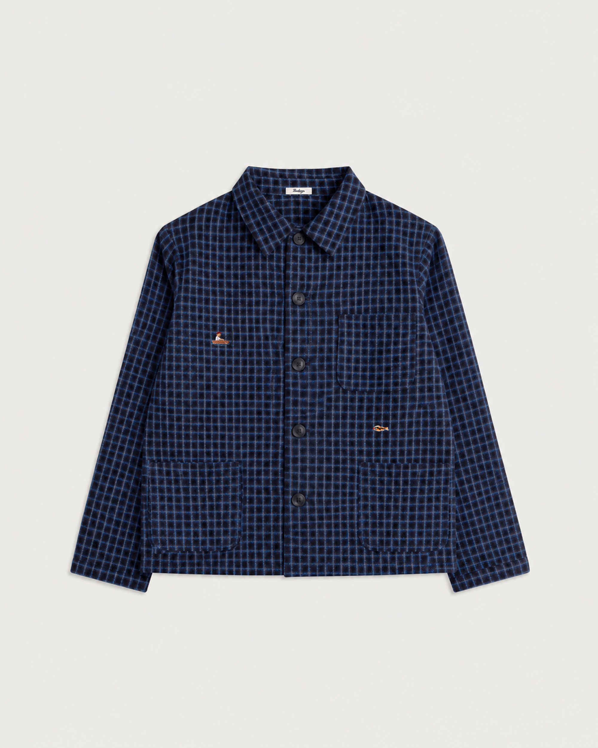 Iki Jacket Blue Check Fisherman