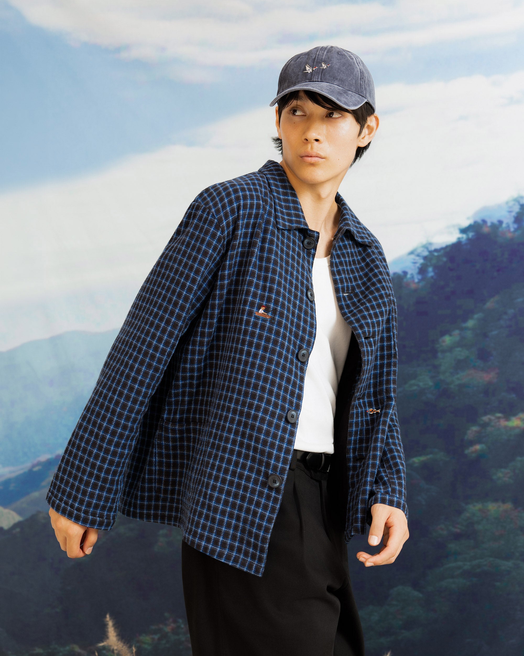 Iki Jacket Blue Check Fisherman