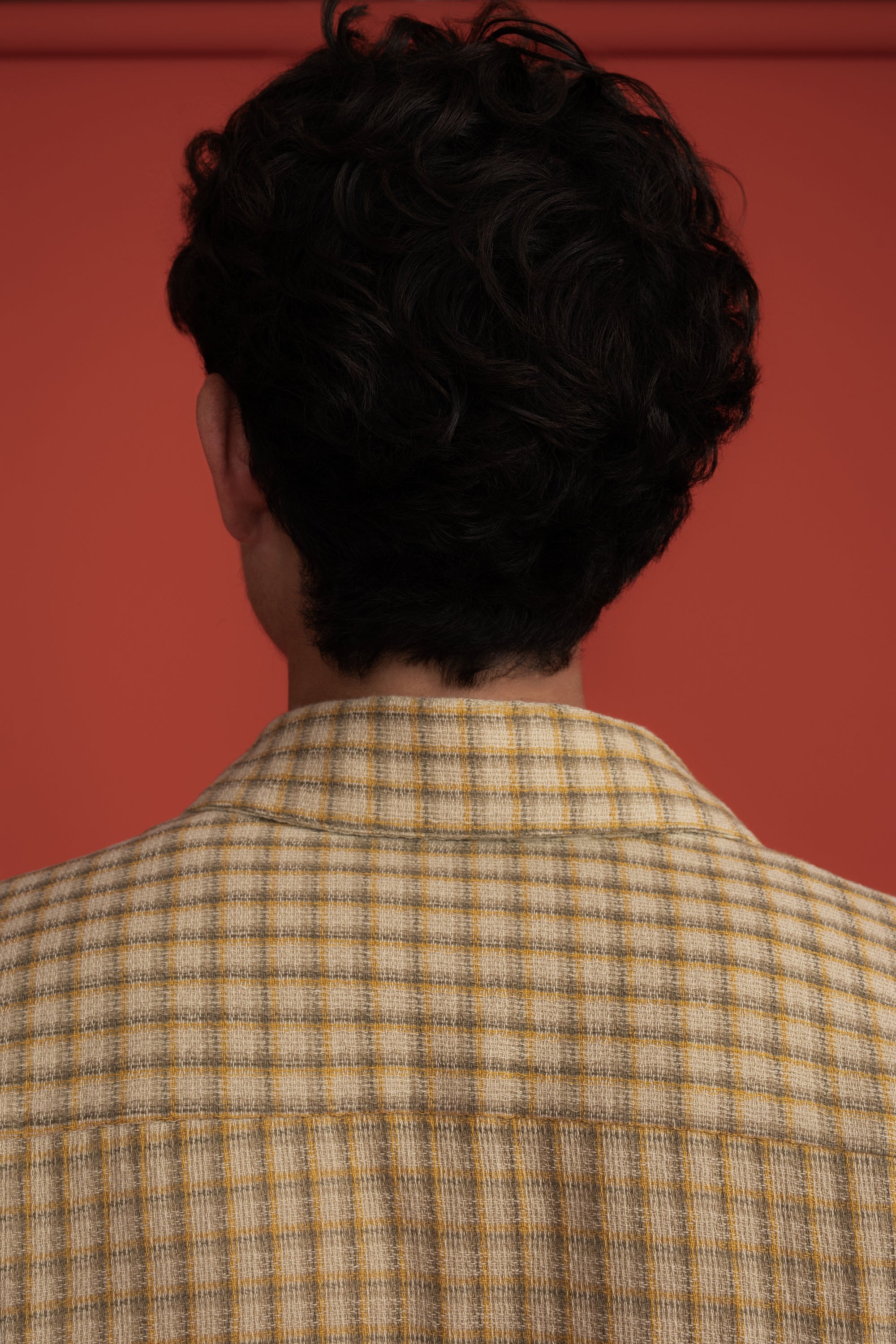 SS Button Shirt Cream Check Logo-4