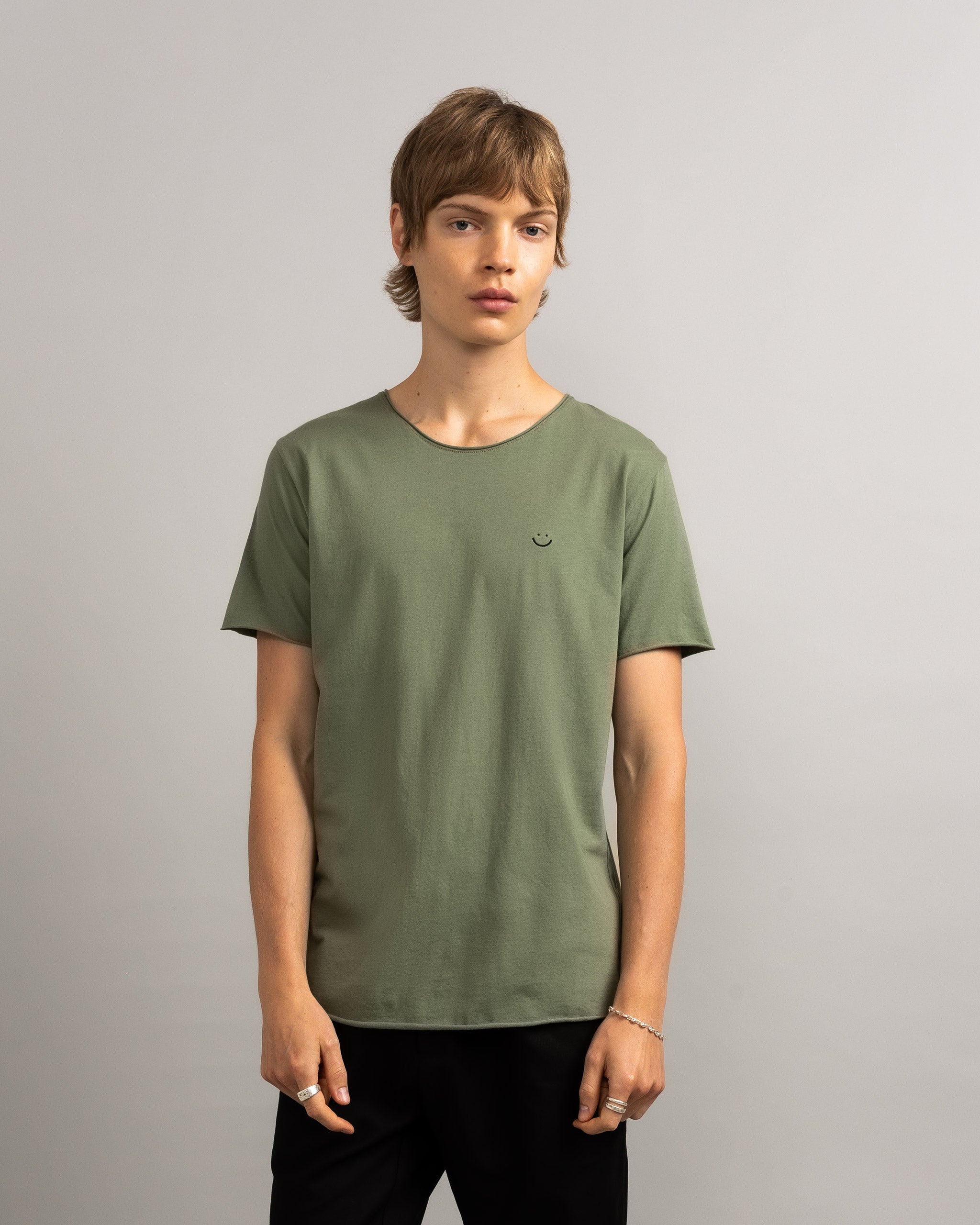 Bandsome original raw t-shirt in palm smiley - Australian made organic cotton top