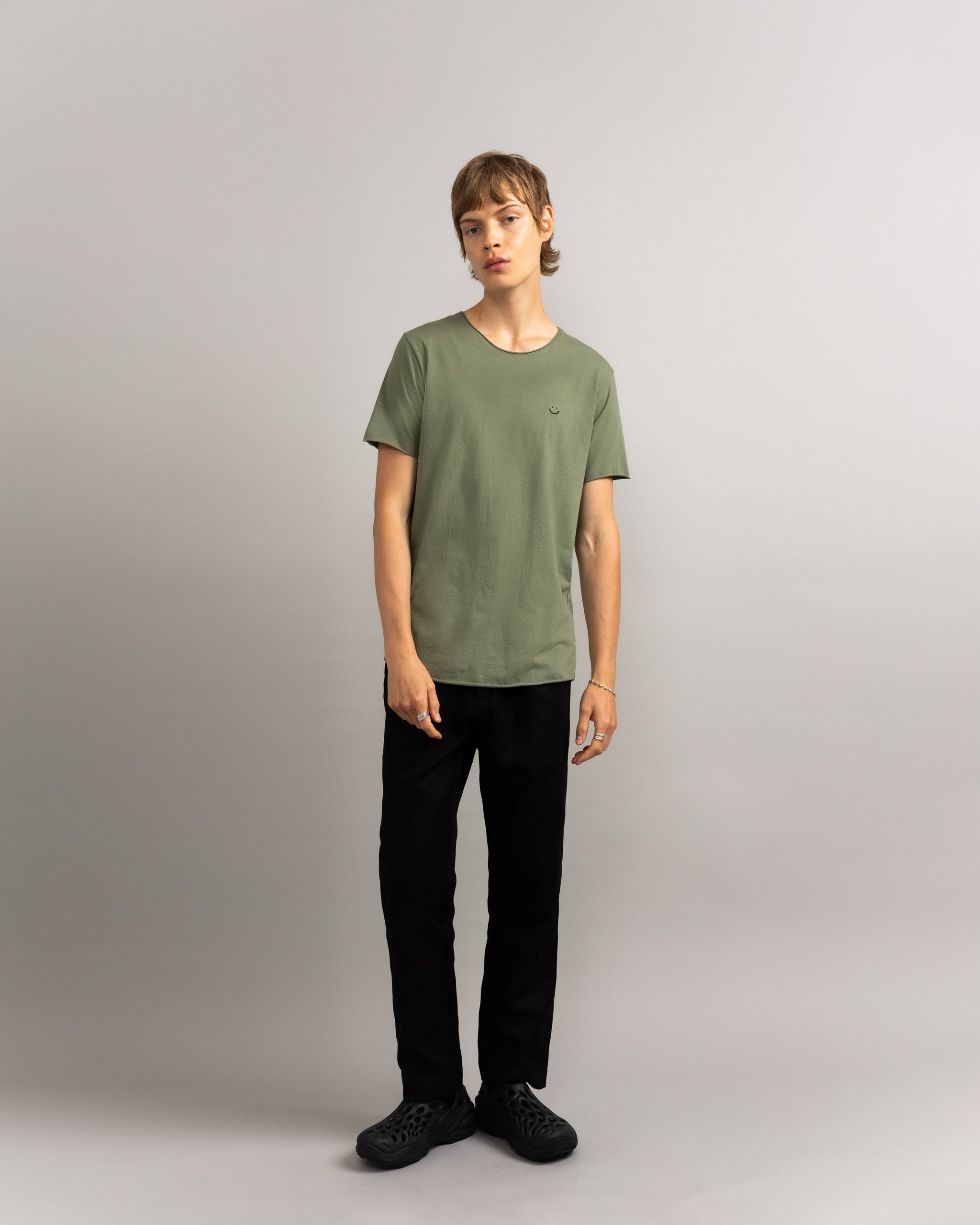 Bandsome original raw t-shirt in palm smiley - Australian made organic cotton top