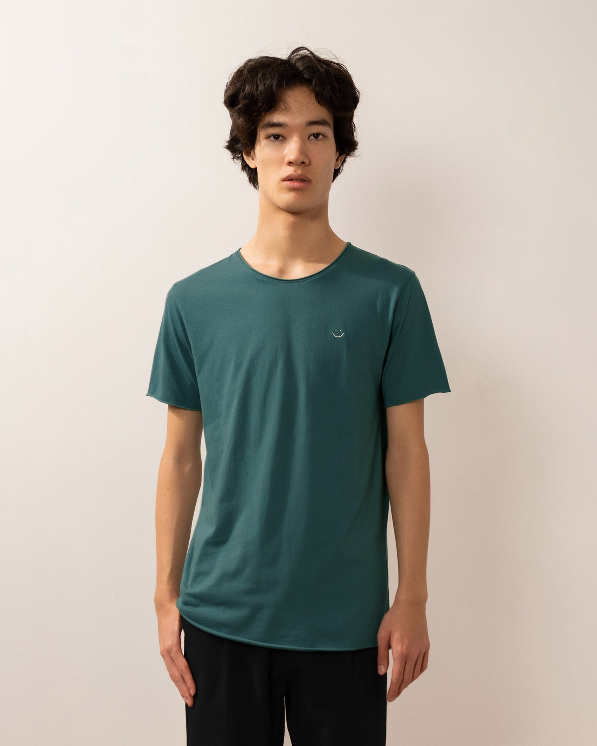 Bandsome original raw t-shirt in emerald smiley - Australian made organic cotton top