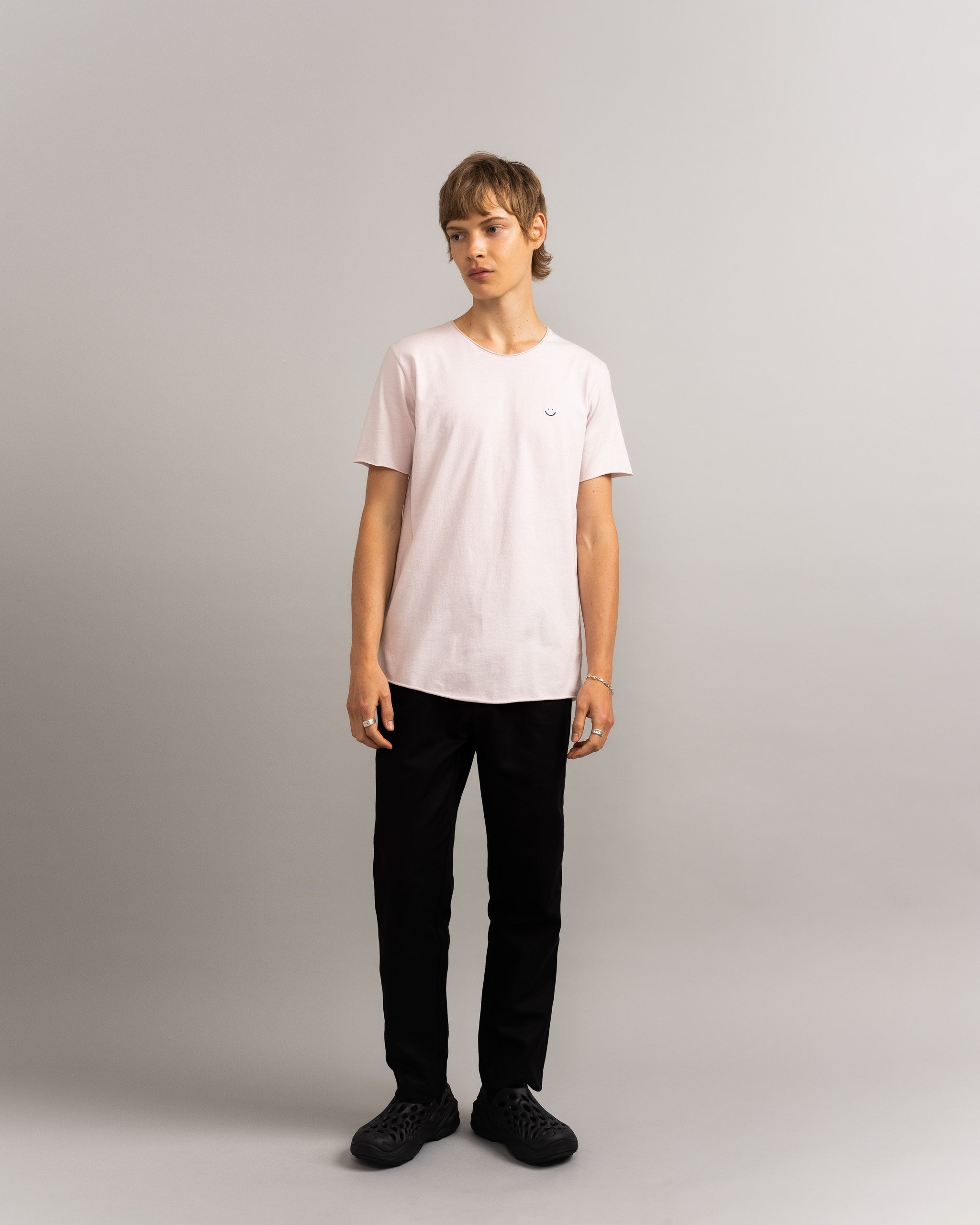 Bandsome original raw t-shirt in lilac smiley - Australian made organic cotton top