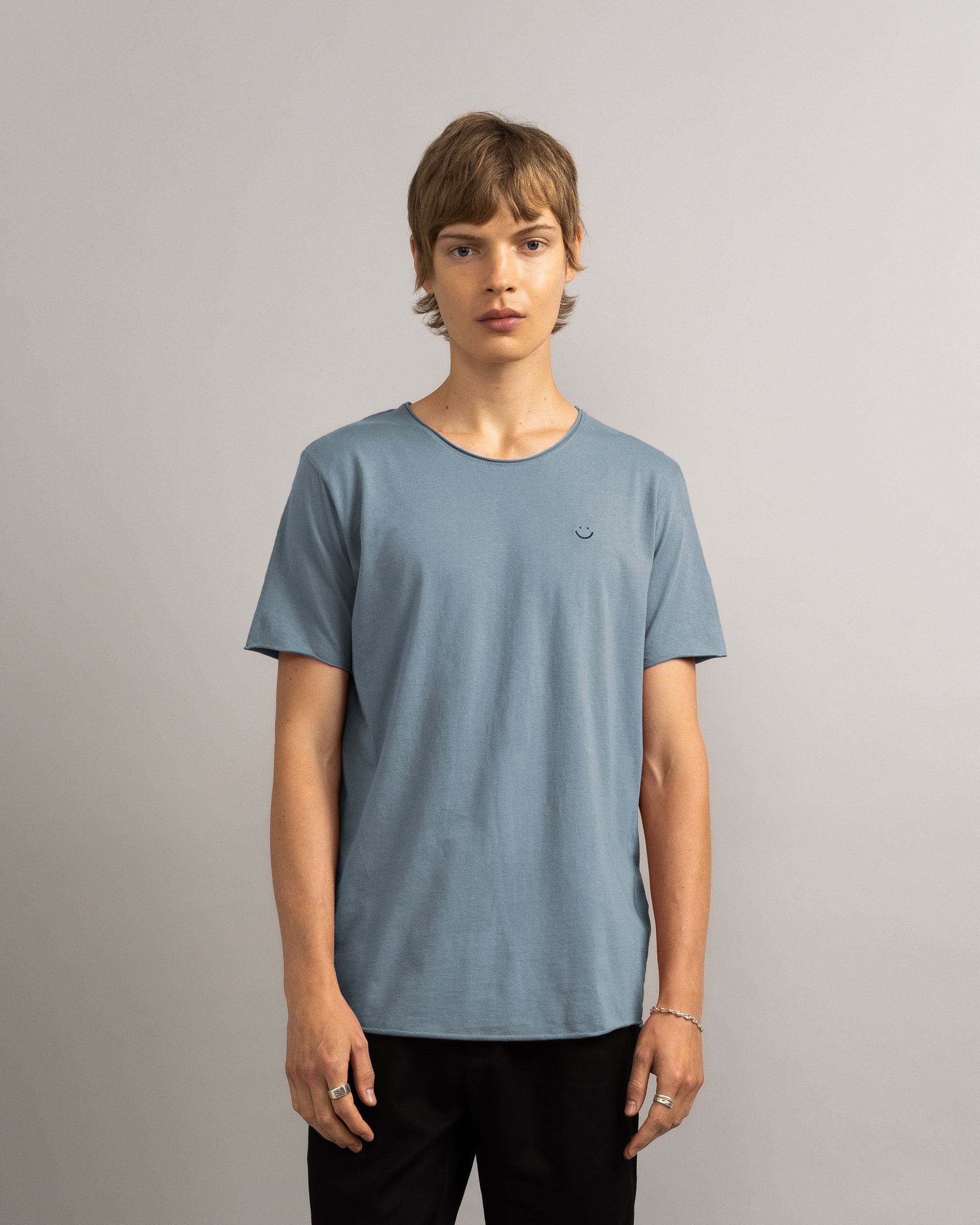 Bandsome original raw t-shirt in steel smiley - Australian made organic cotton top