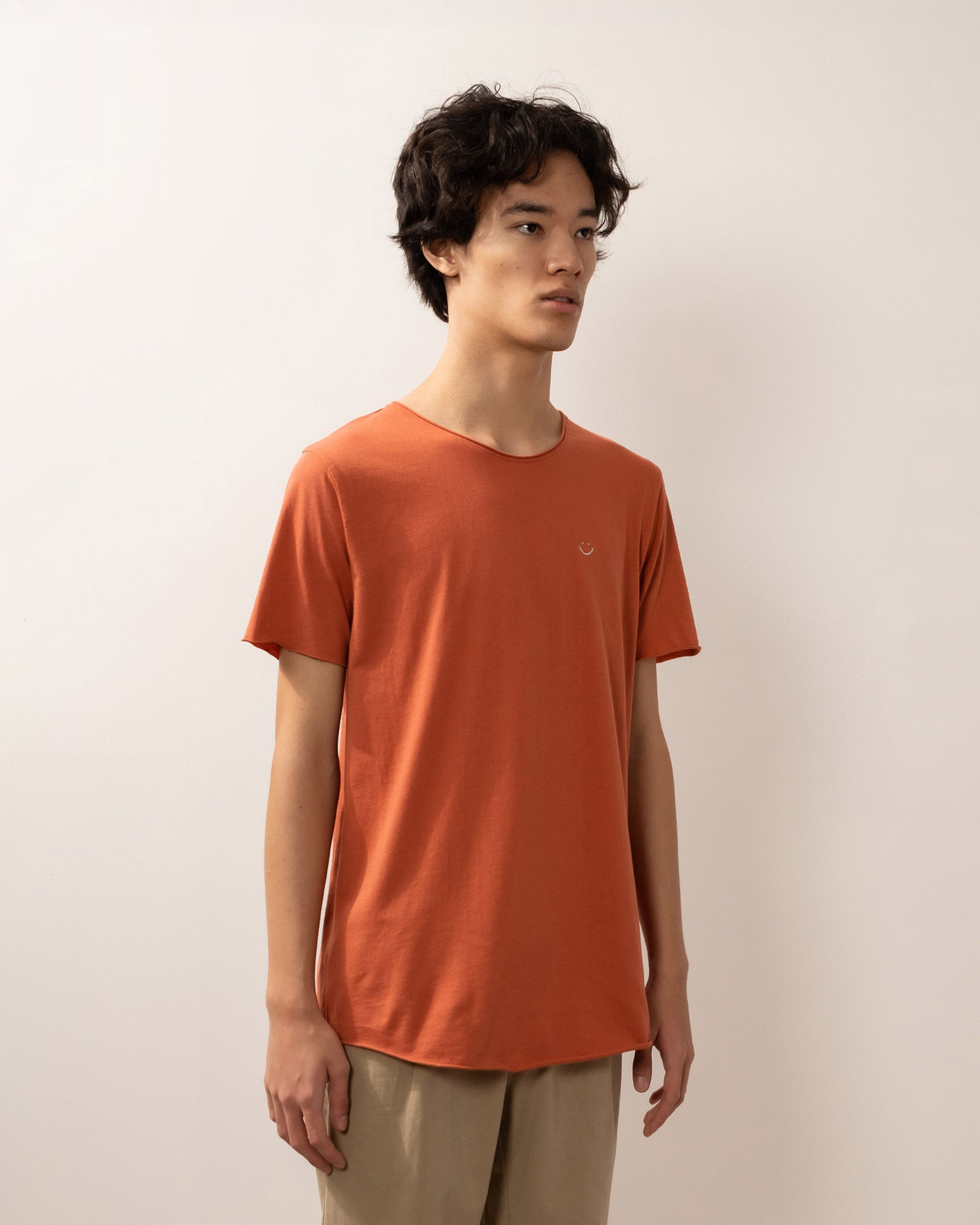 Bandsome original raw t-shirt in terra smiley - Australian made organic cotton top