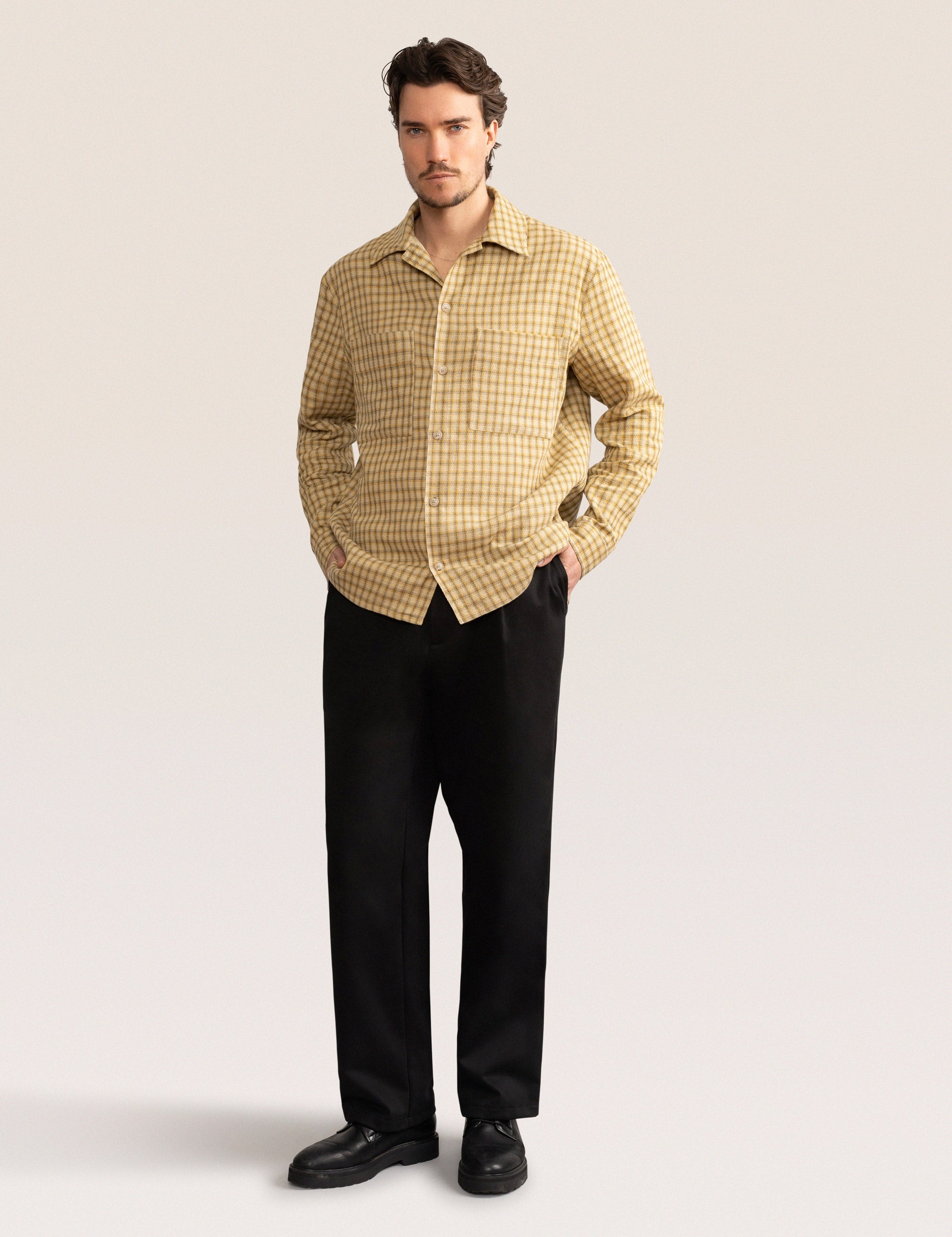 Bandsome Overshirt in Cream Check - Australian made cotton overshirt
