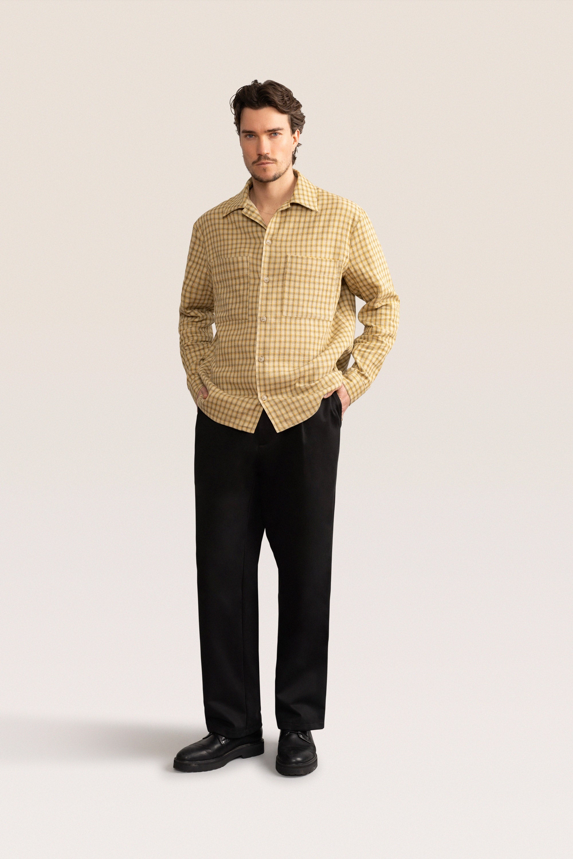 Bandsome Overshirt in Cream Check - Australian made cotton overshirt