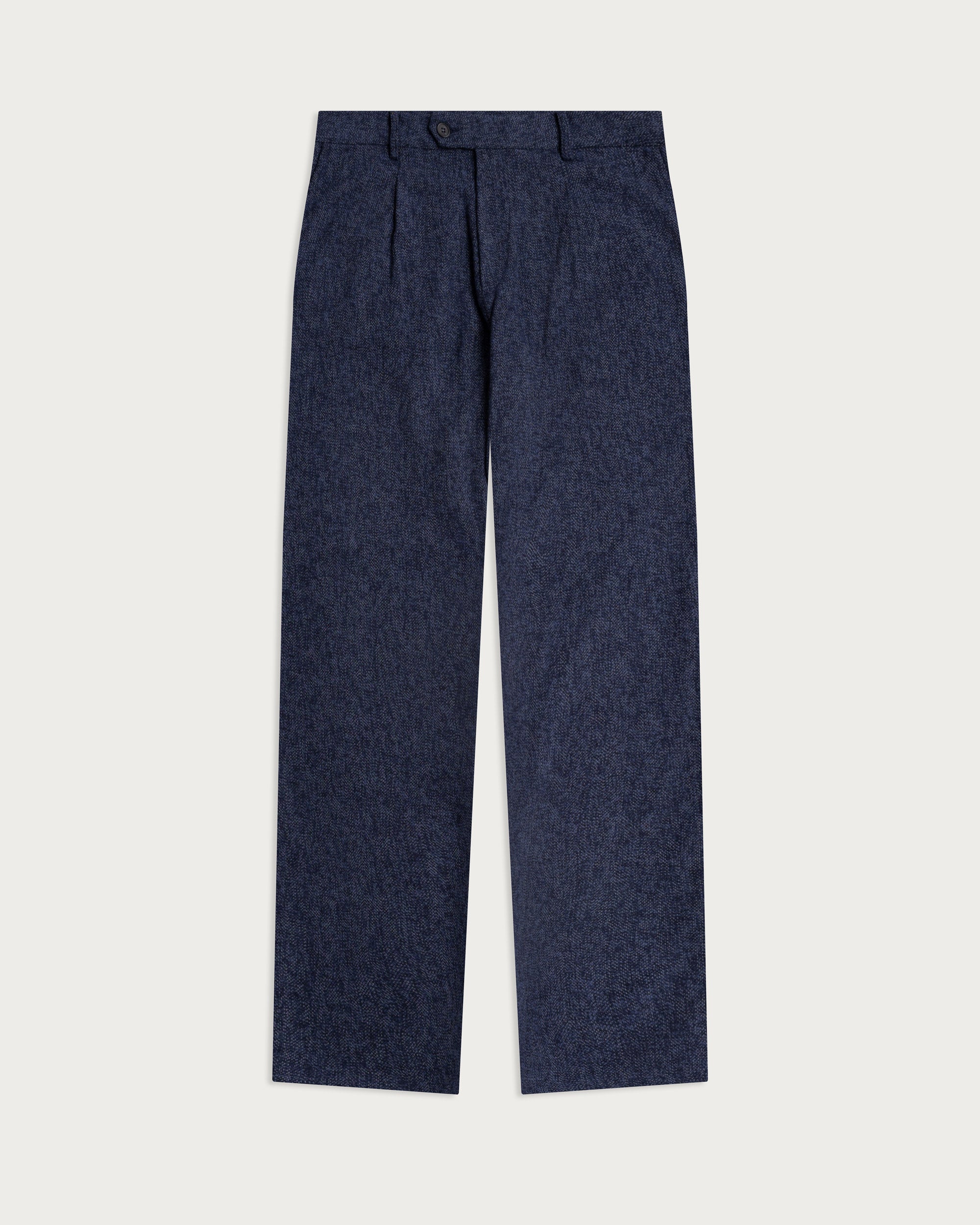 Iki Pleated Trouser Blue Herringbone