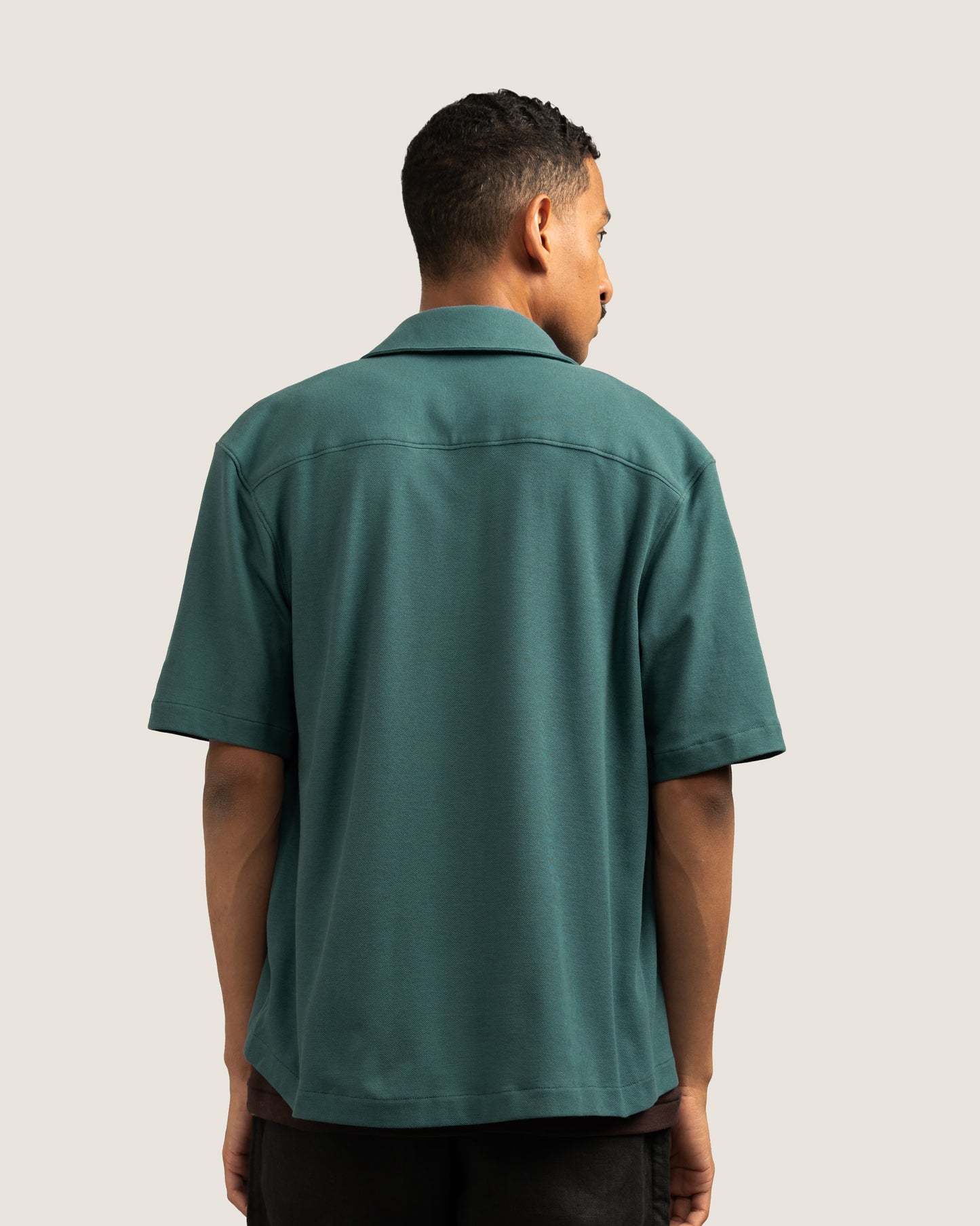 SS Pique Zip Shirt Emerald