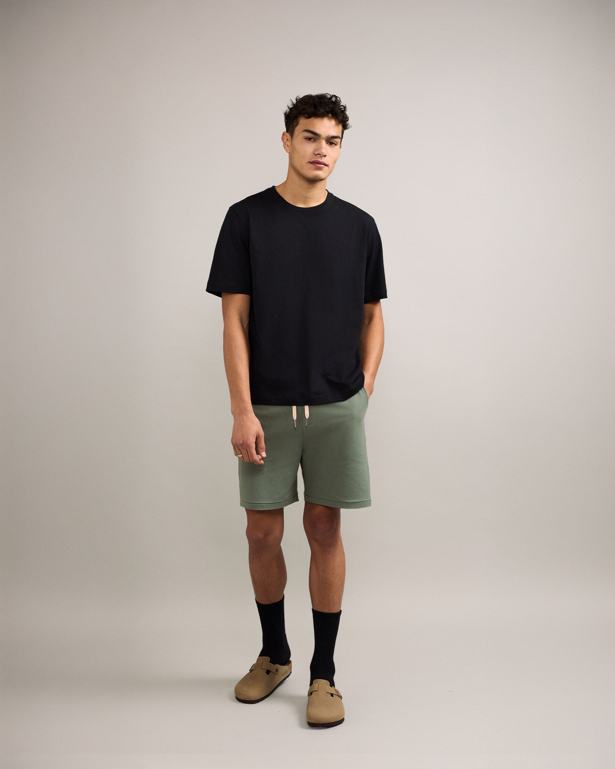 Bandsome pique shorts in palm smiley - Australian made organic cotton shorts