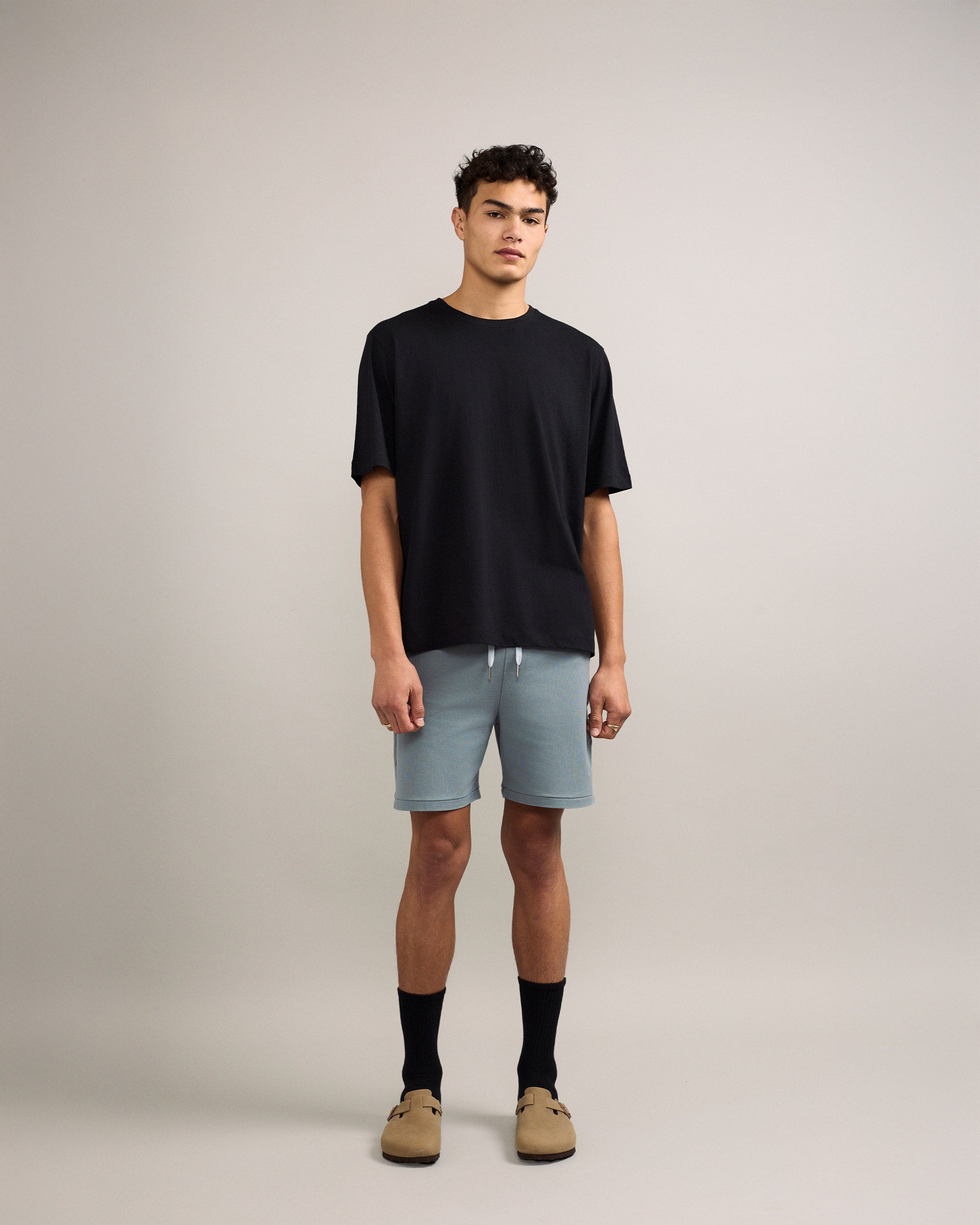 Bandsome pique shorts in steel smiley - Australian made organic cotton shorts