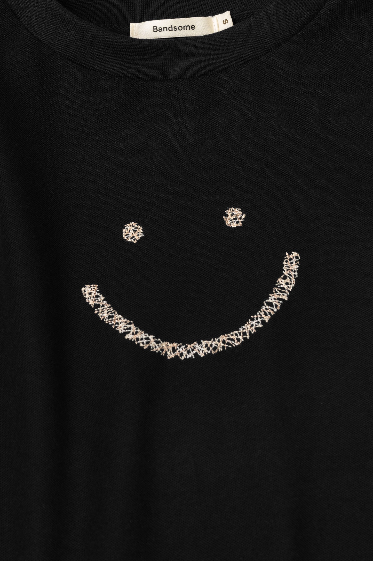 Pique T-Shirt Black Triple Stitch Smiley