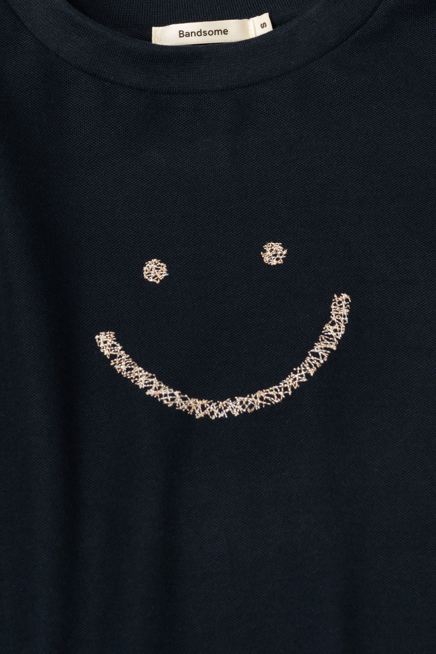 Pique T-Shirt Navy Triple Stitch Smiley