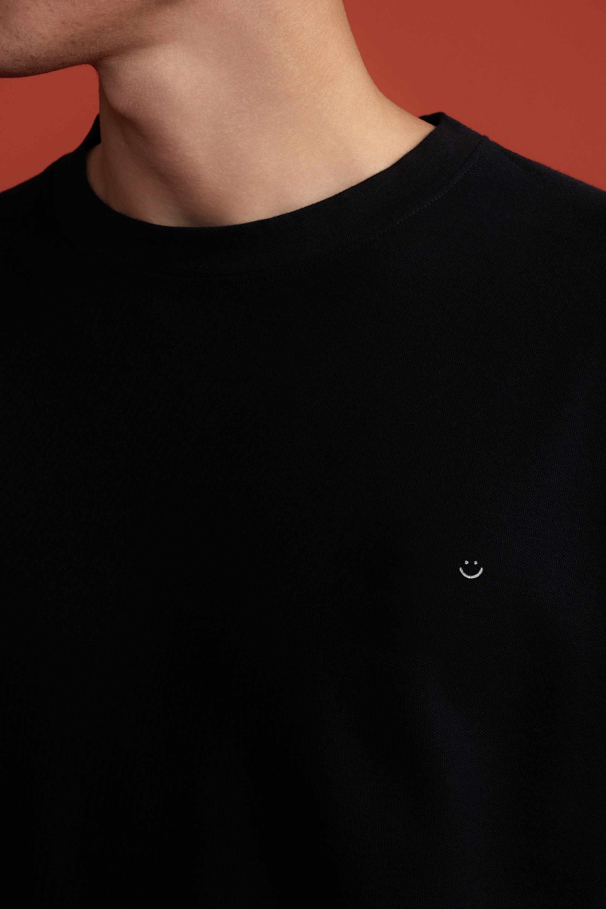Pique T-Shirt Black Smiley