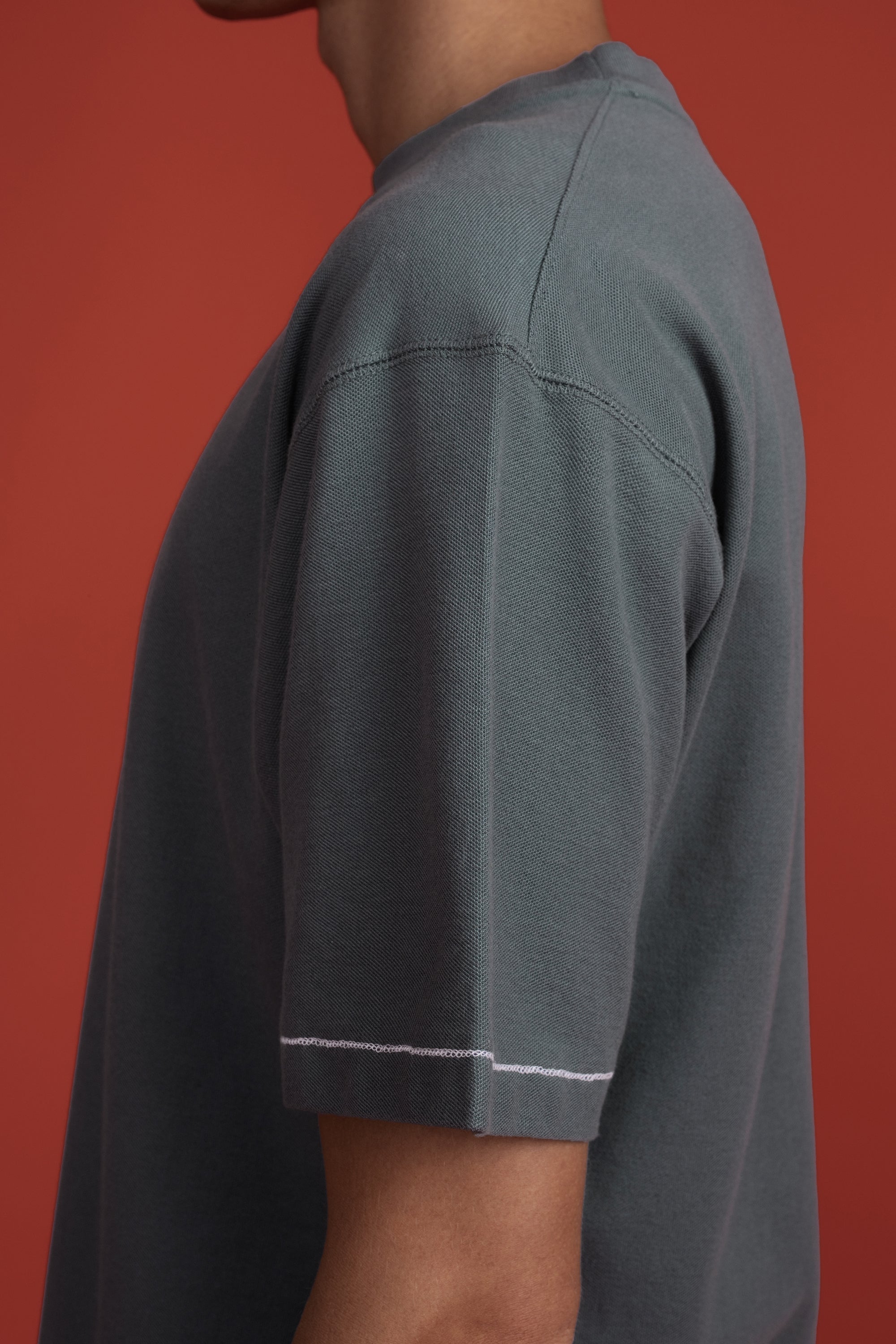 Pique T-Shirt Charcoal Blue Smiley-5