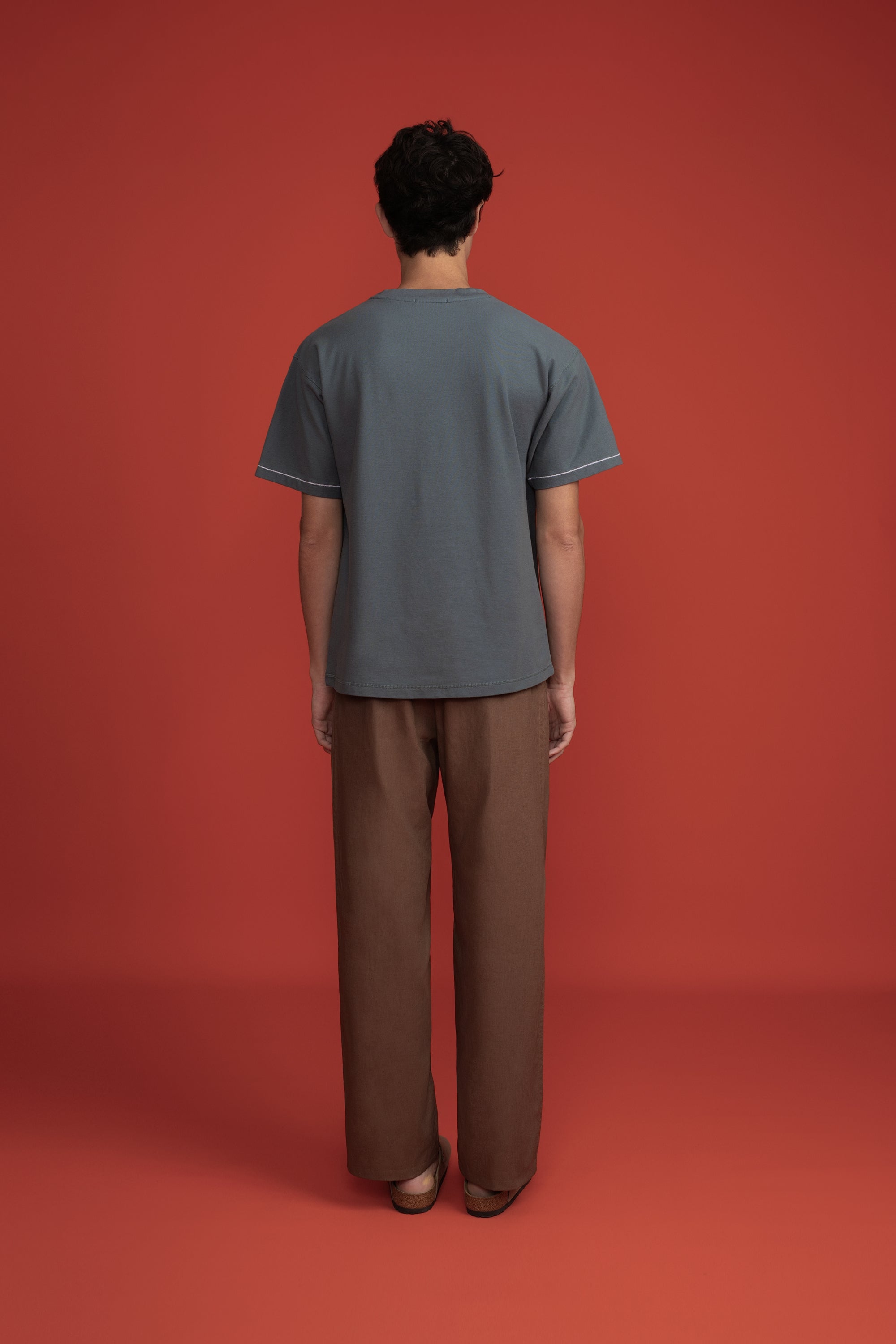 Pique T-Shirt Charcoal Blue Smiley-4