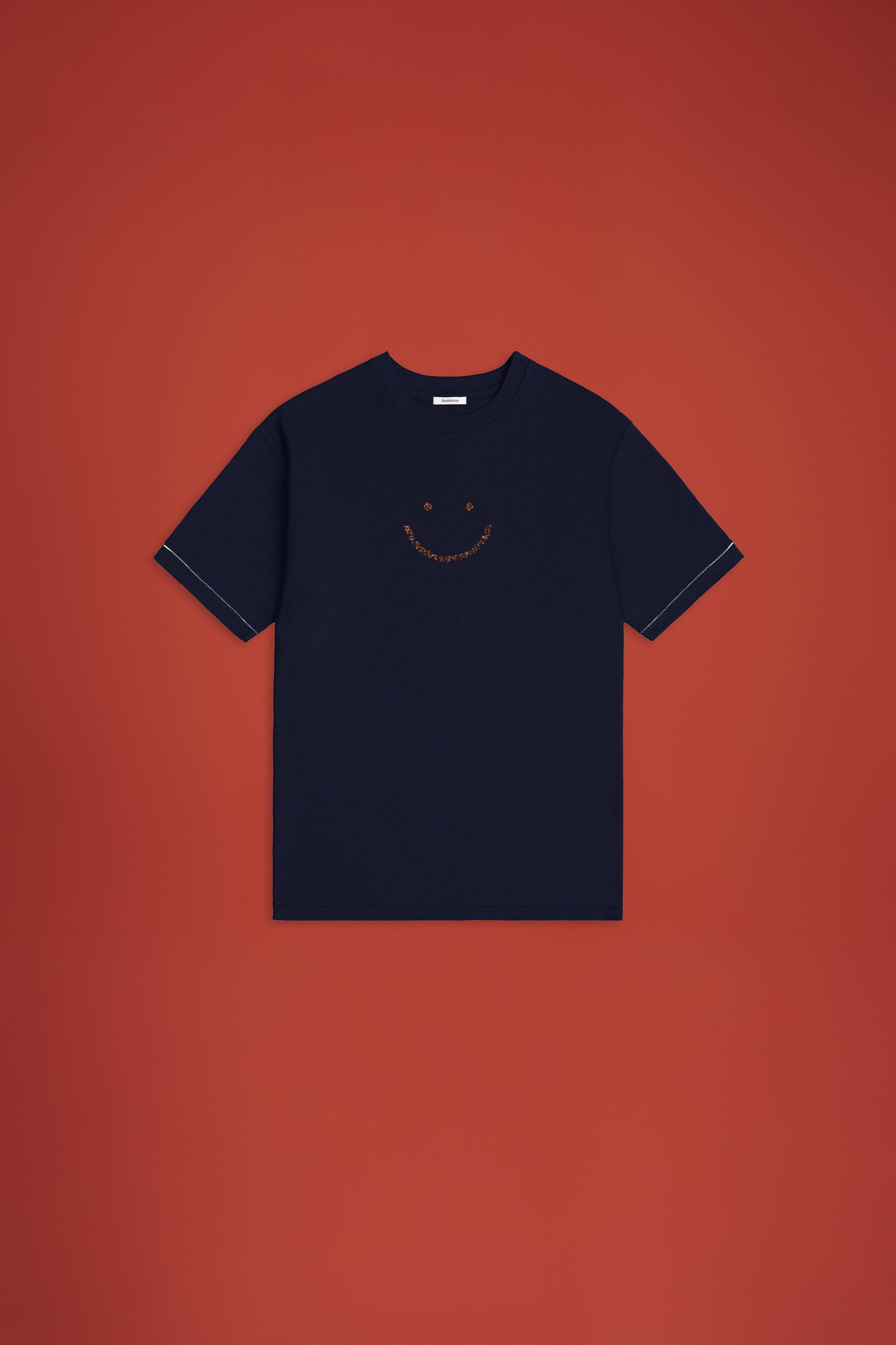 Pique T-Shirt Navy Triple Stitch Smiley-4