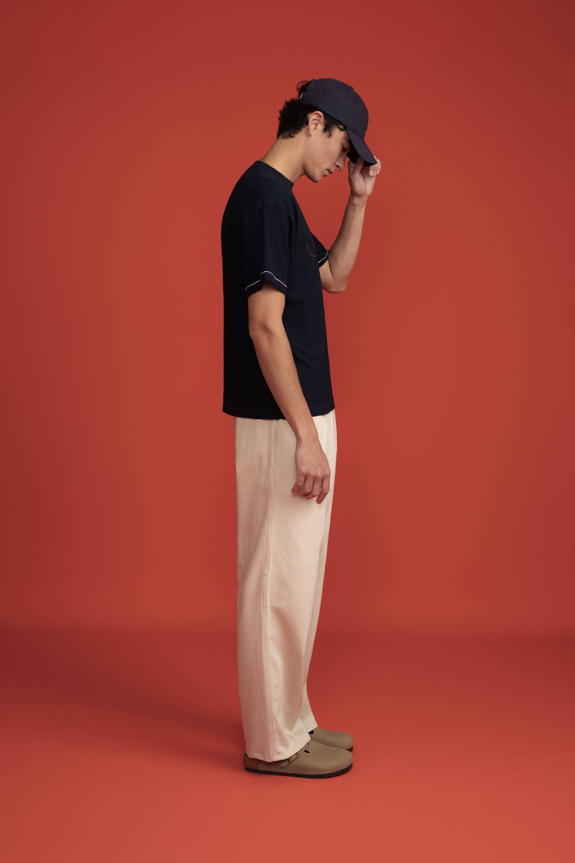 Pique T-Shirt Navy Triple Stitch Smiley-5