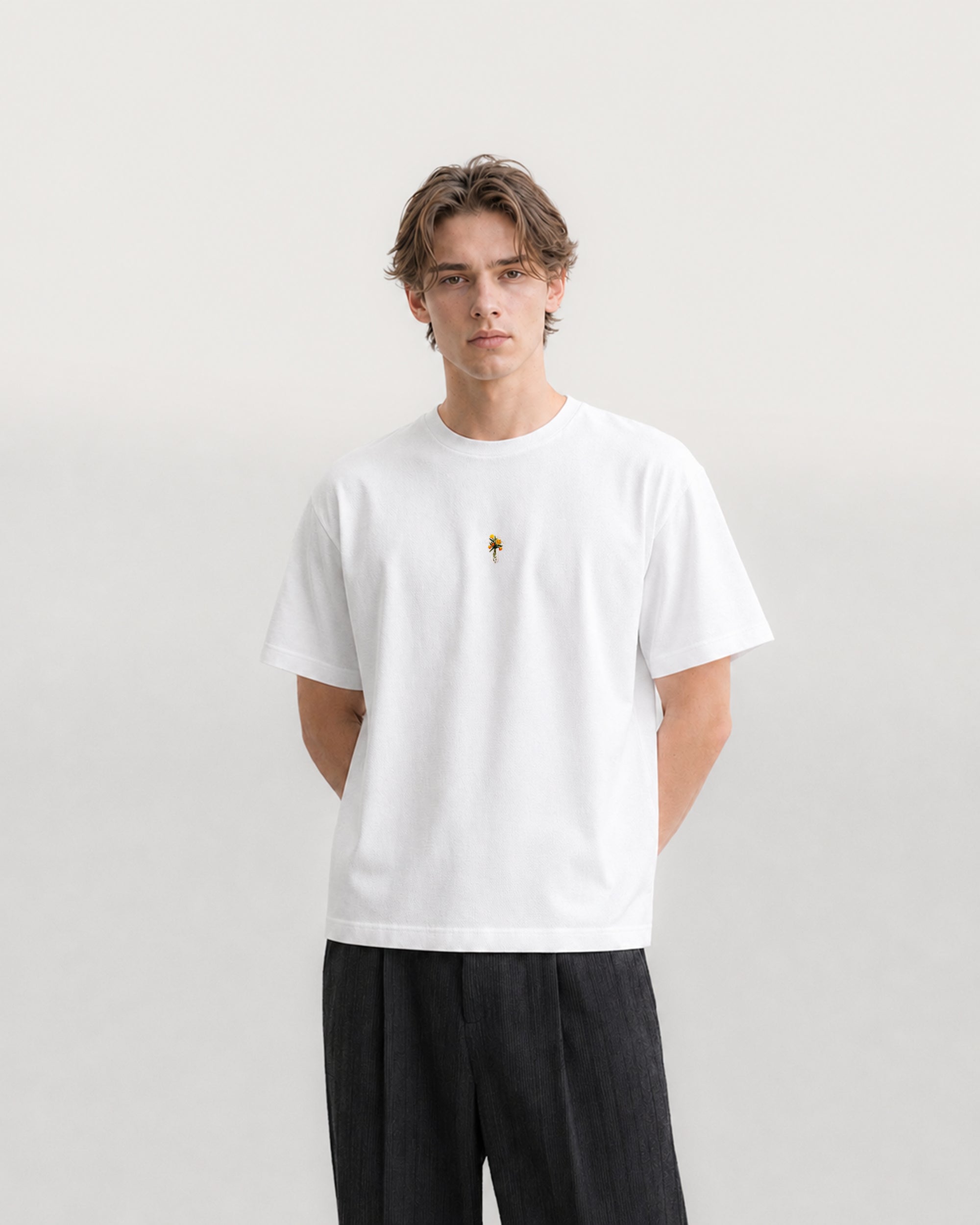 pique t-shirt white fairway flowers