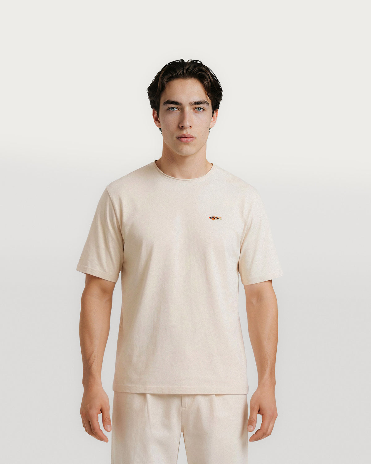 Iki Rolled Neck Crew T-Shirt Sandstone Koi Soy-3