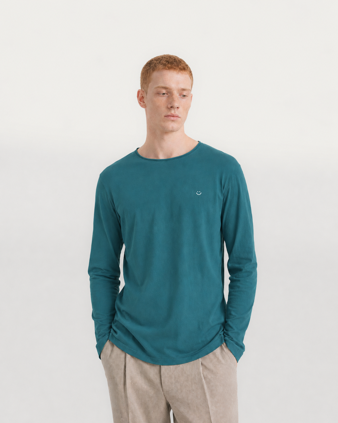 long sleeve jersey t-shirt emerald green smiley