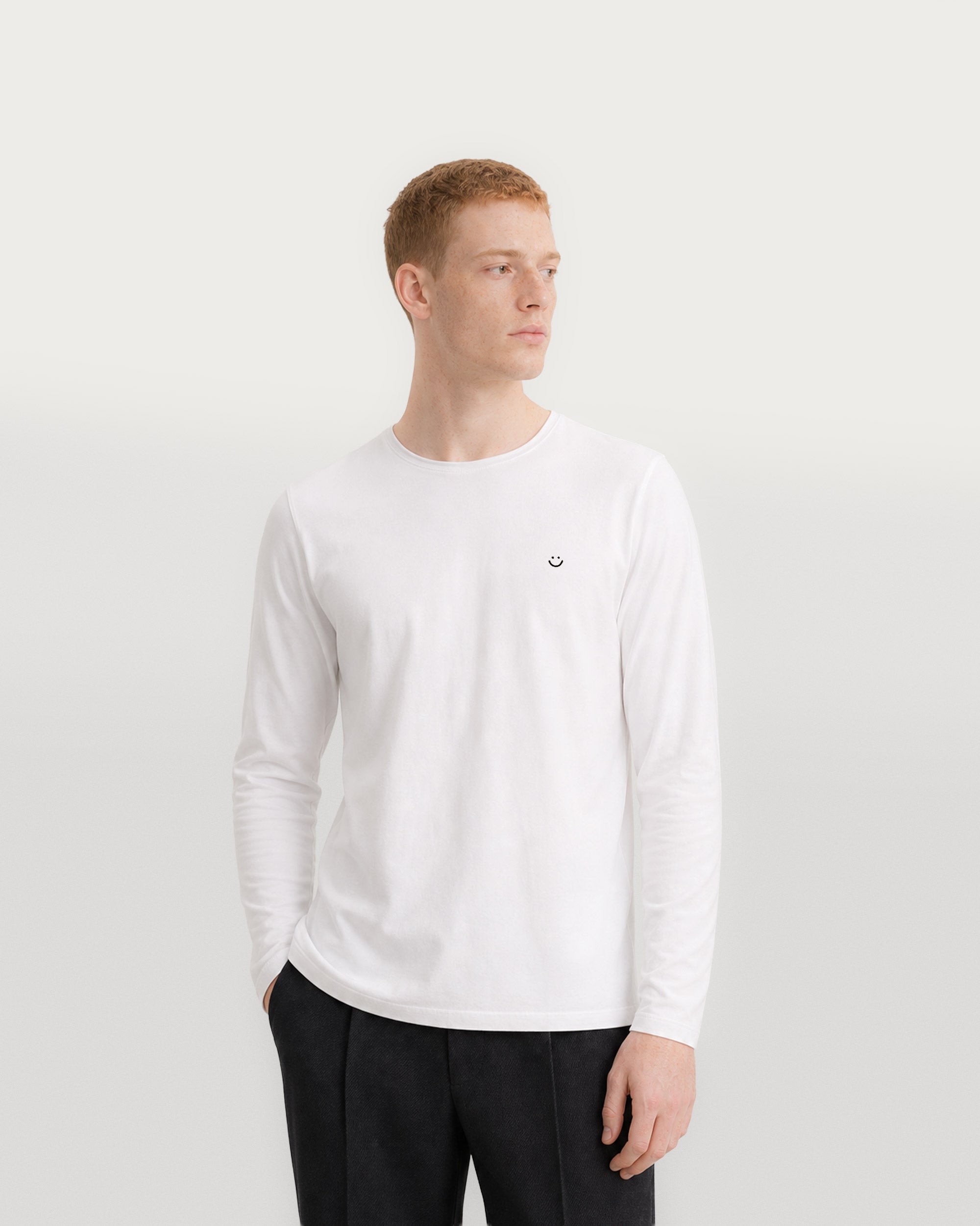 long sleeve jersey t-shirt white smiley-2