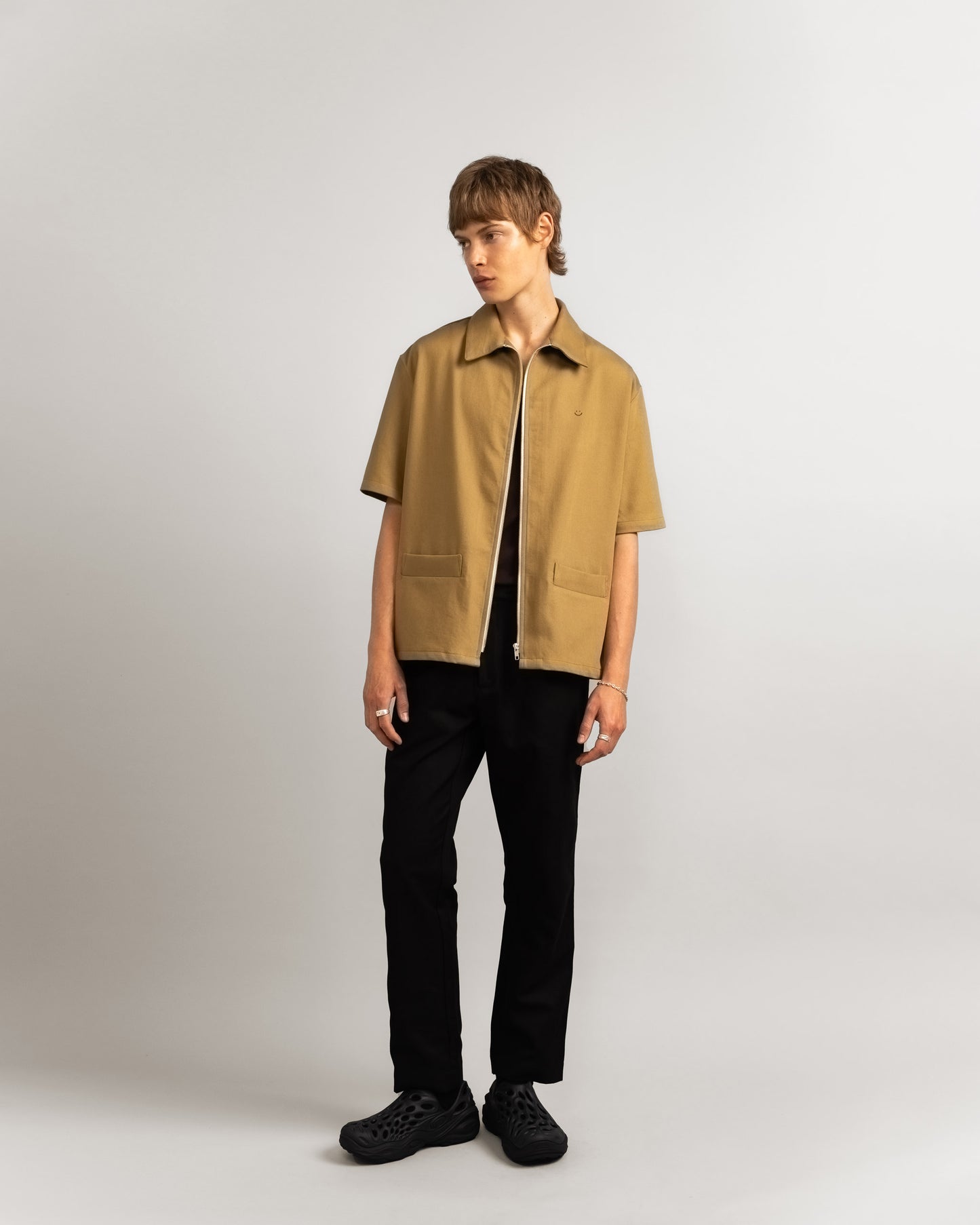 SS Drill Zip Shirt Camel