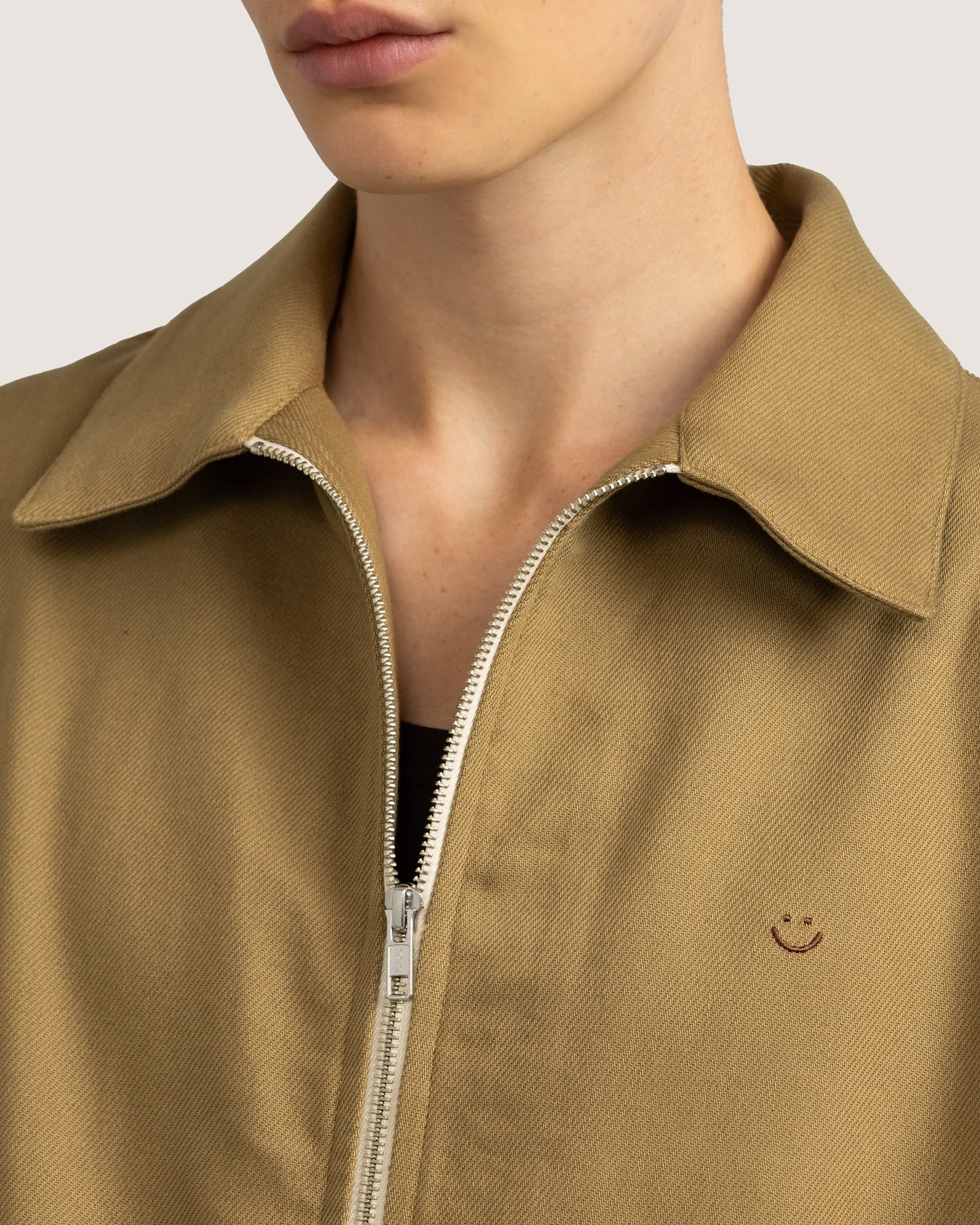 SS Drill Zip Shirt Camel