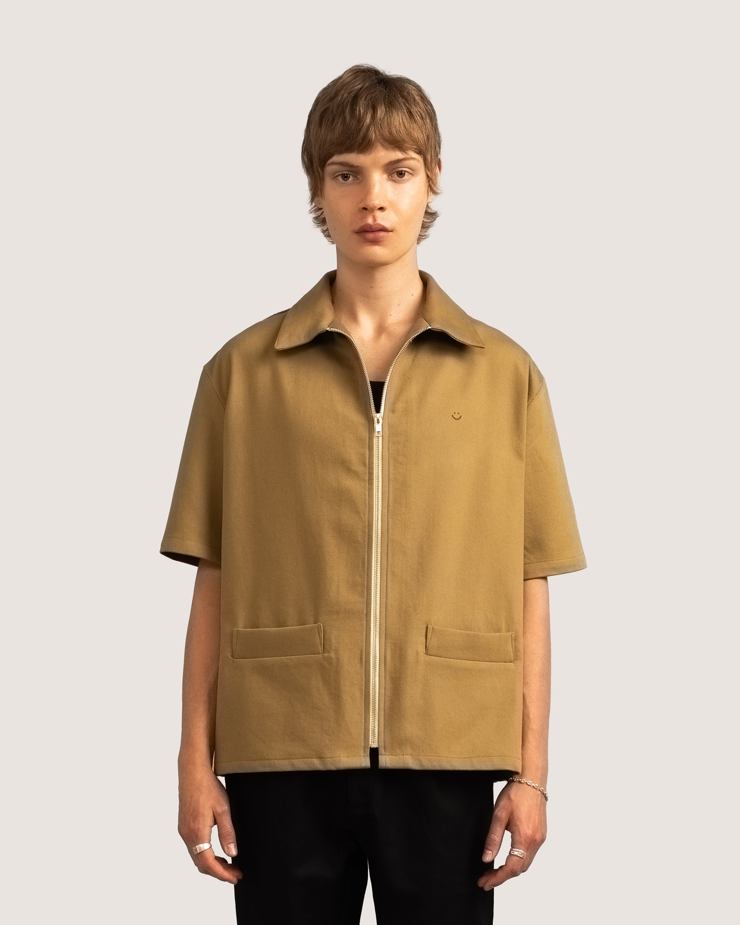 SS Drill Zip Shirt Camel