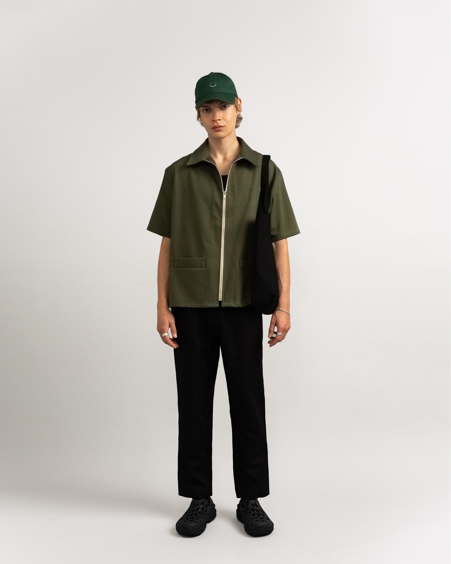 SS Drill Zip Shirt Forest