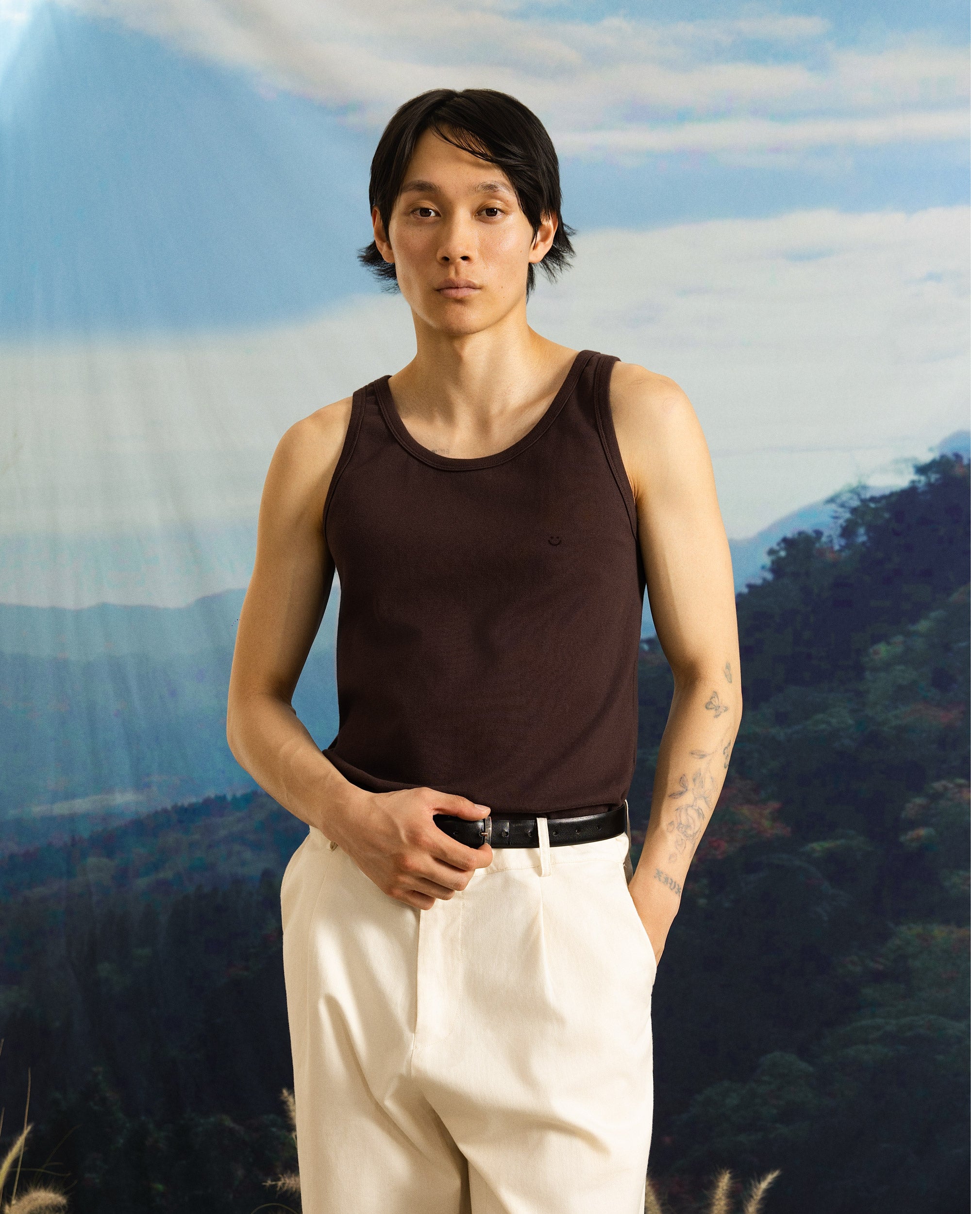 ribbed singlet chocolate