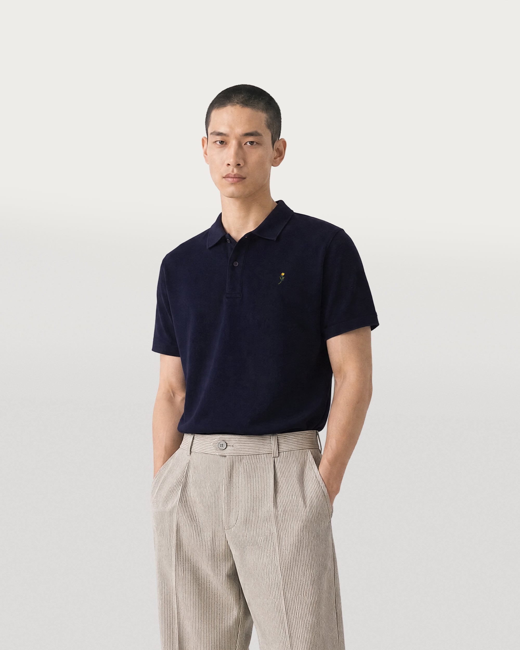 pique polo shirt navy-2
