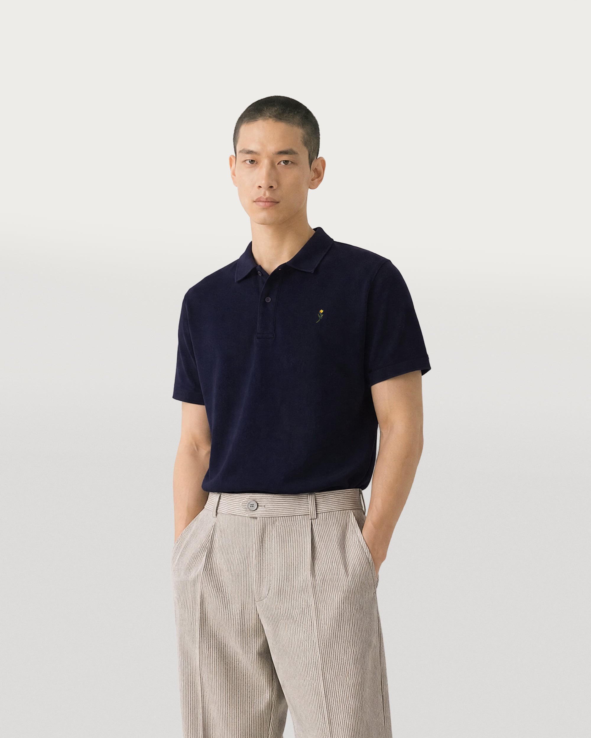 pique polo shirt navy