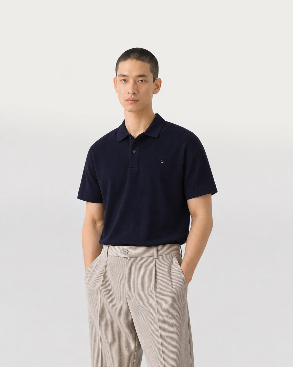 pique polo shirt navy