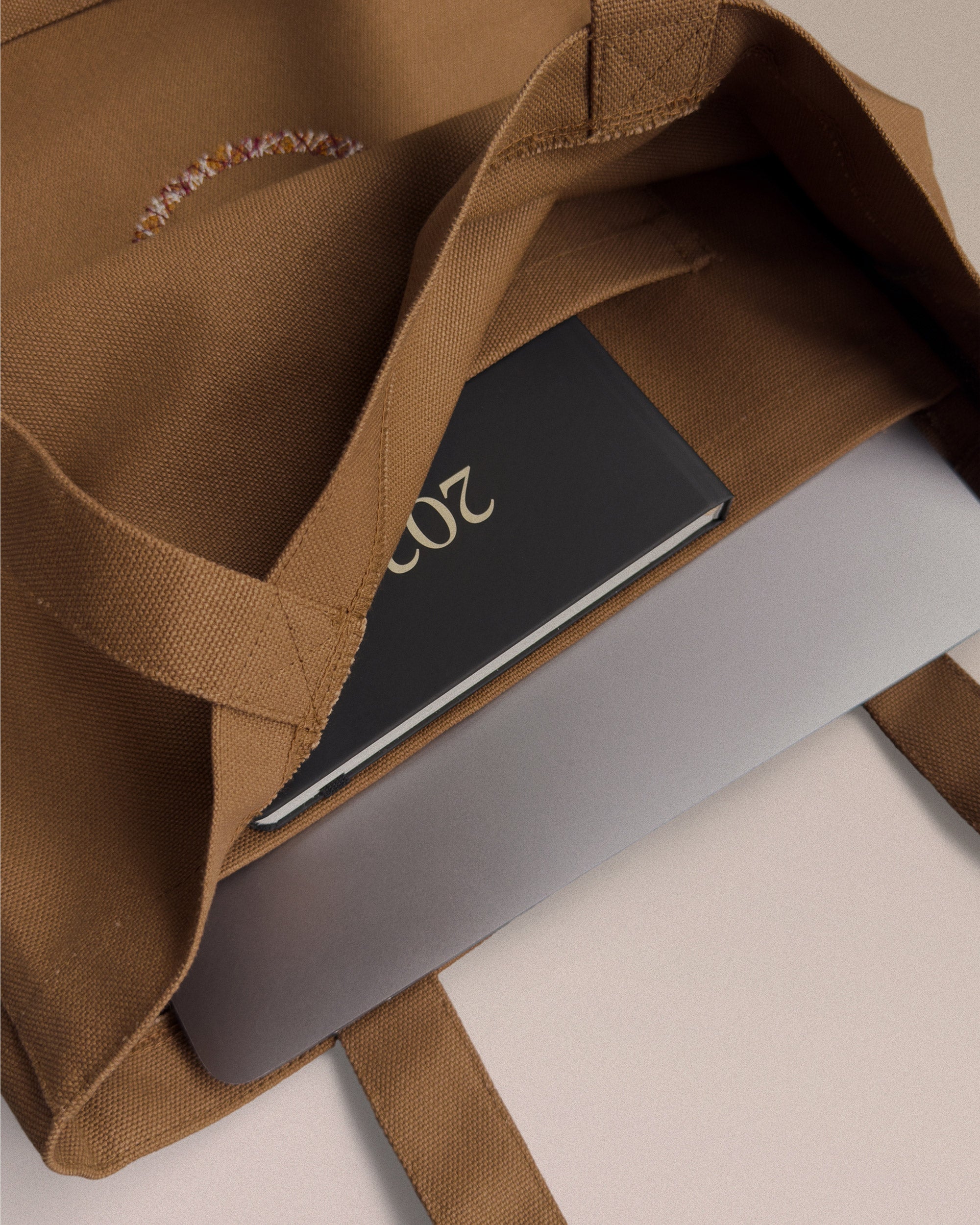 Tote Bag Triple Stitch Smiley Umber Canvas