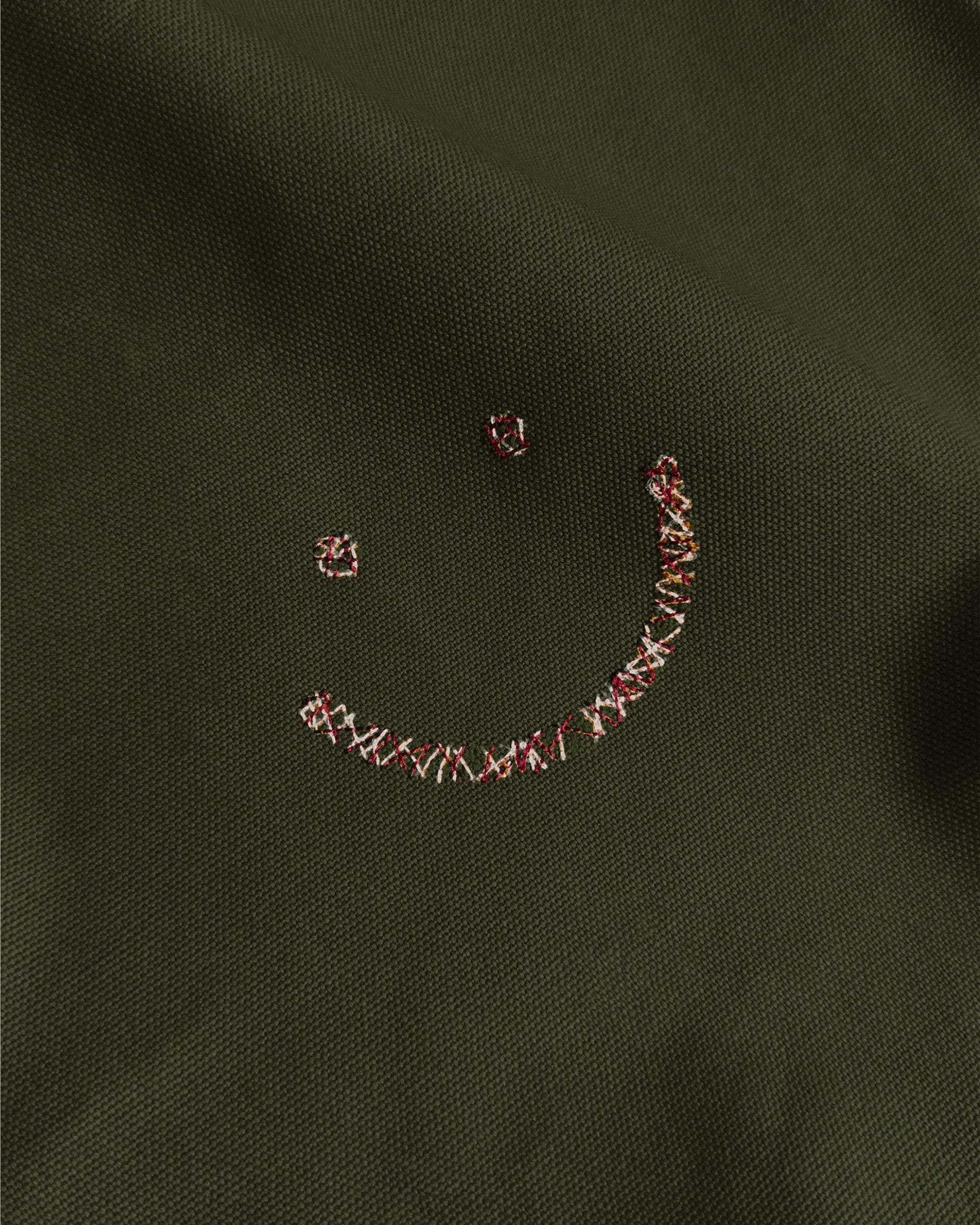 Tote Bag Triple Stitch Smiley Olive Canvas