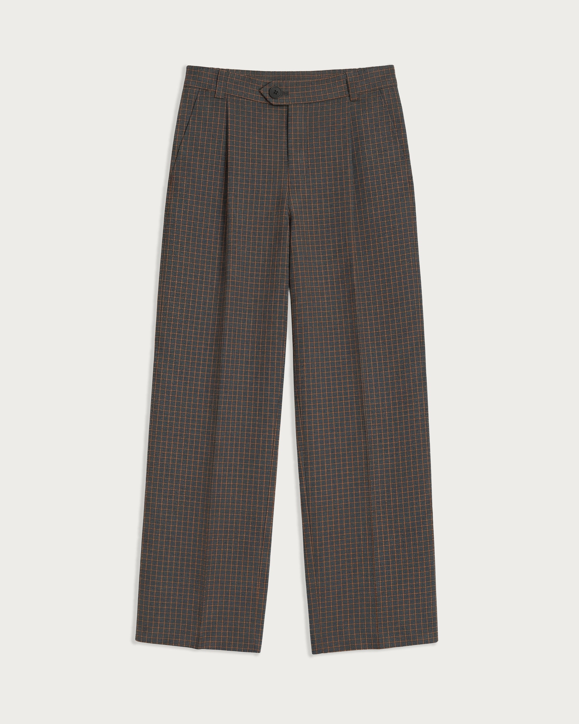 Fairway Pleated Trouser Brown Check