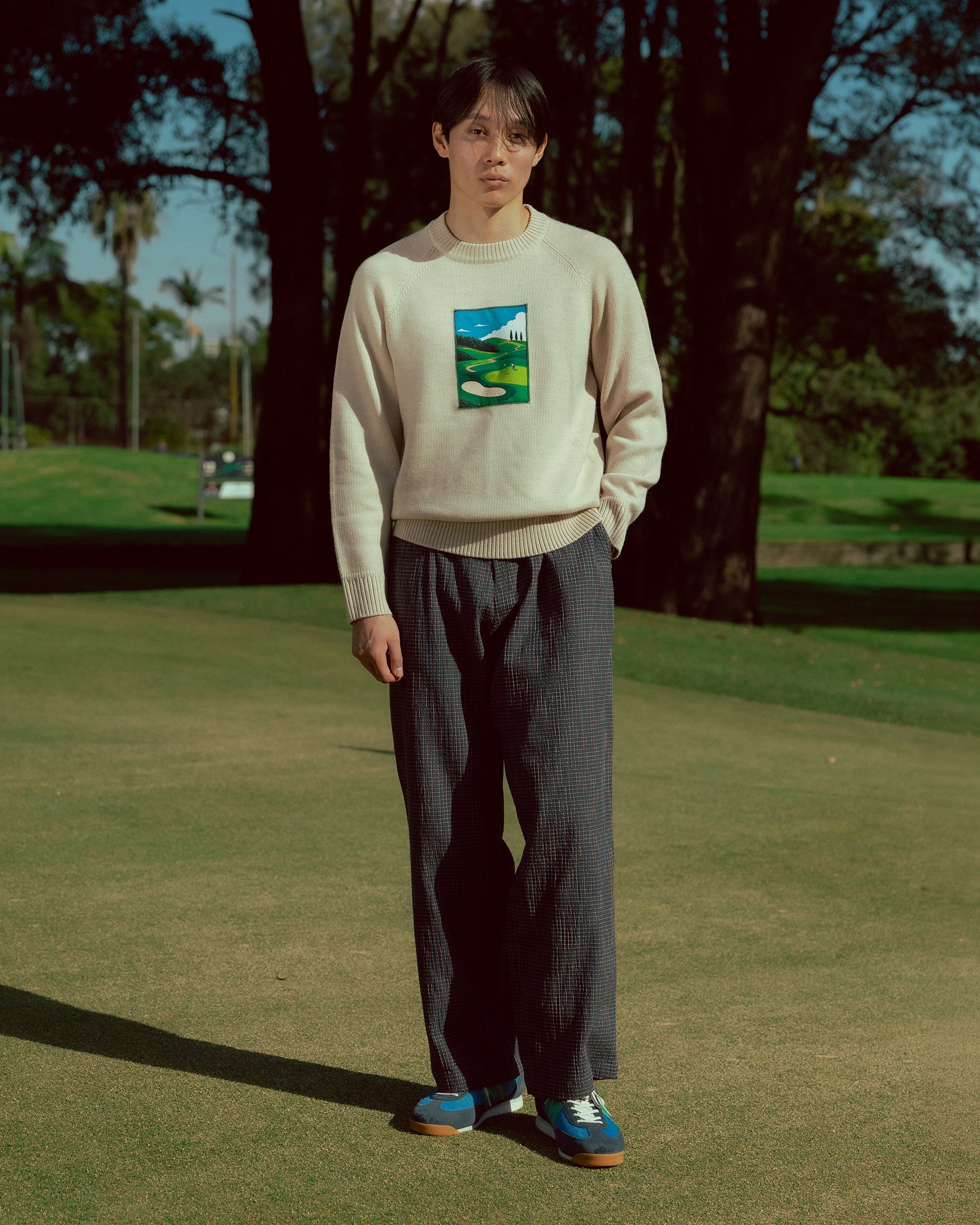 Australian Merino Wool Top Natural Oat Golf Paradise-3