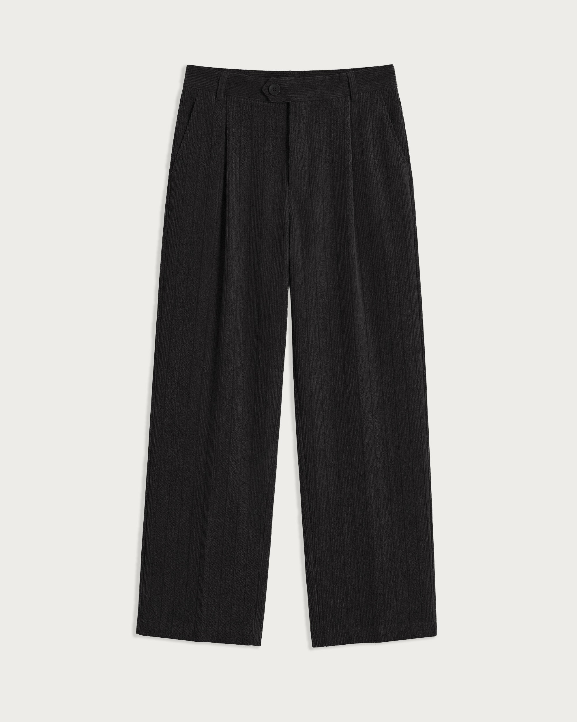 Fairway Pleated Trouser Charcoal Herringbone