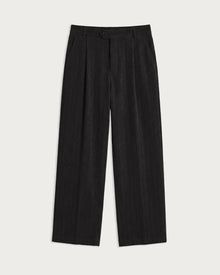 Fairway Pleated Trouser Charcoal Herringbone