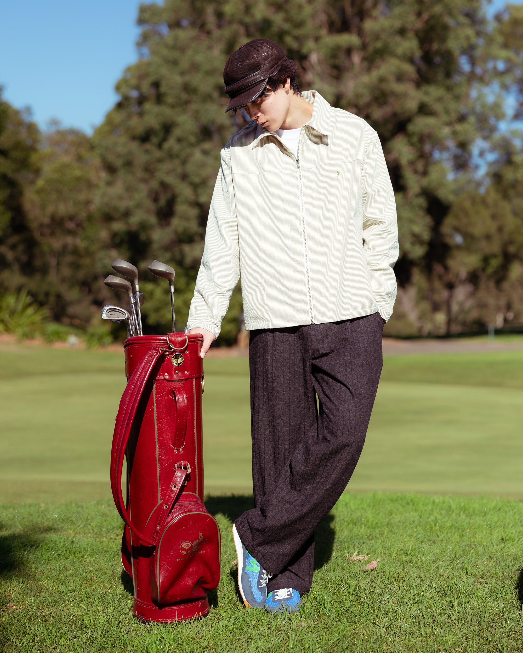 Fairway Pleated Trouser Charcoal Herringbone