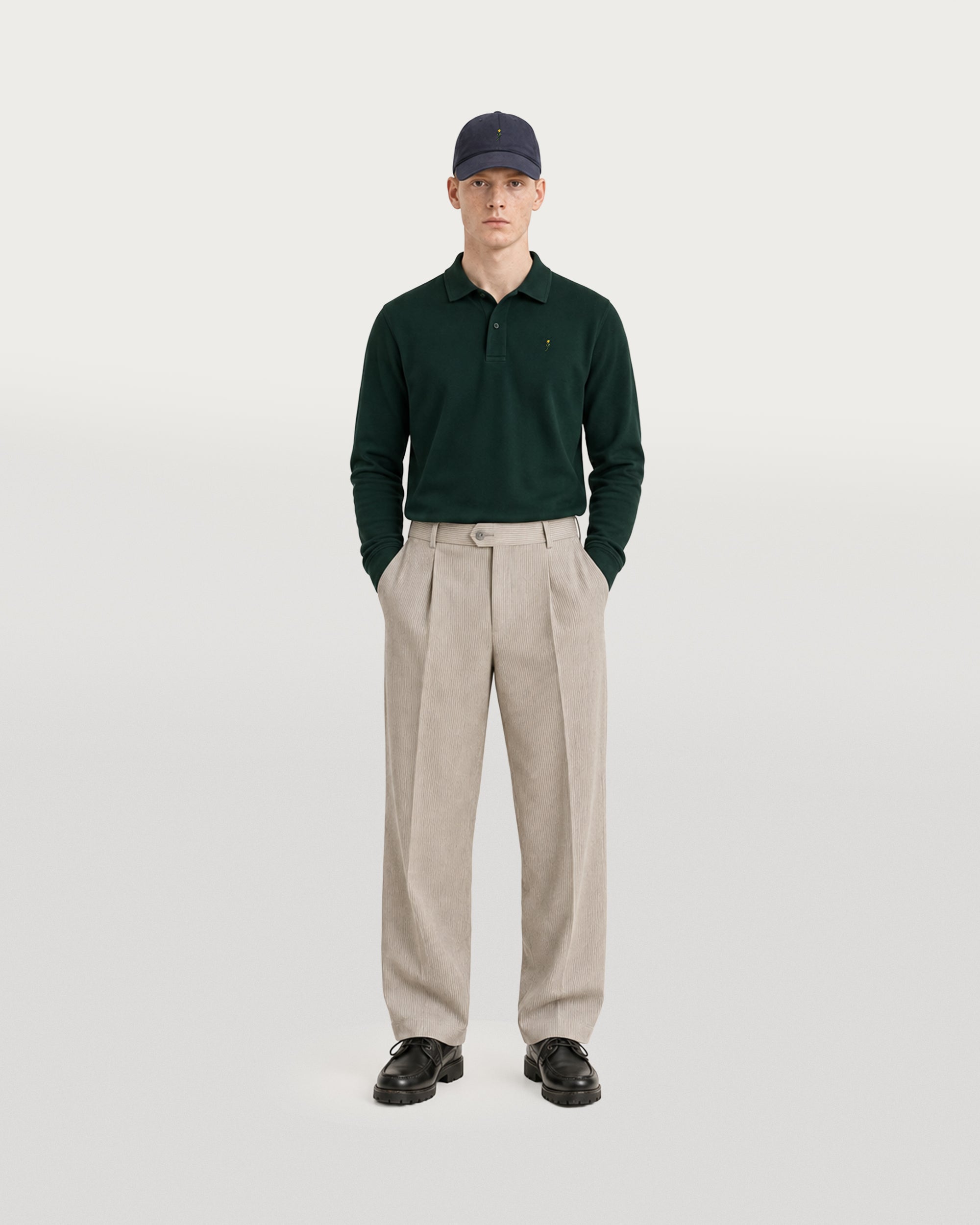 Fairway Pleated Trouser Natural Stripe