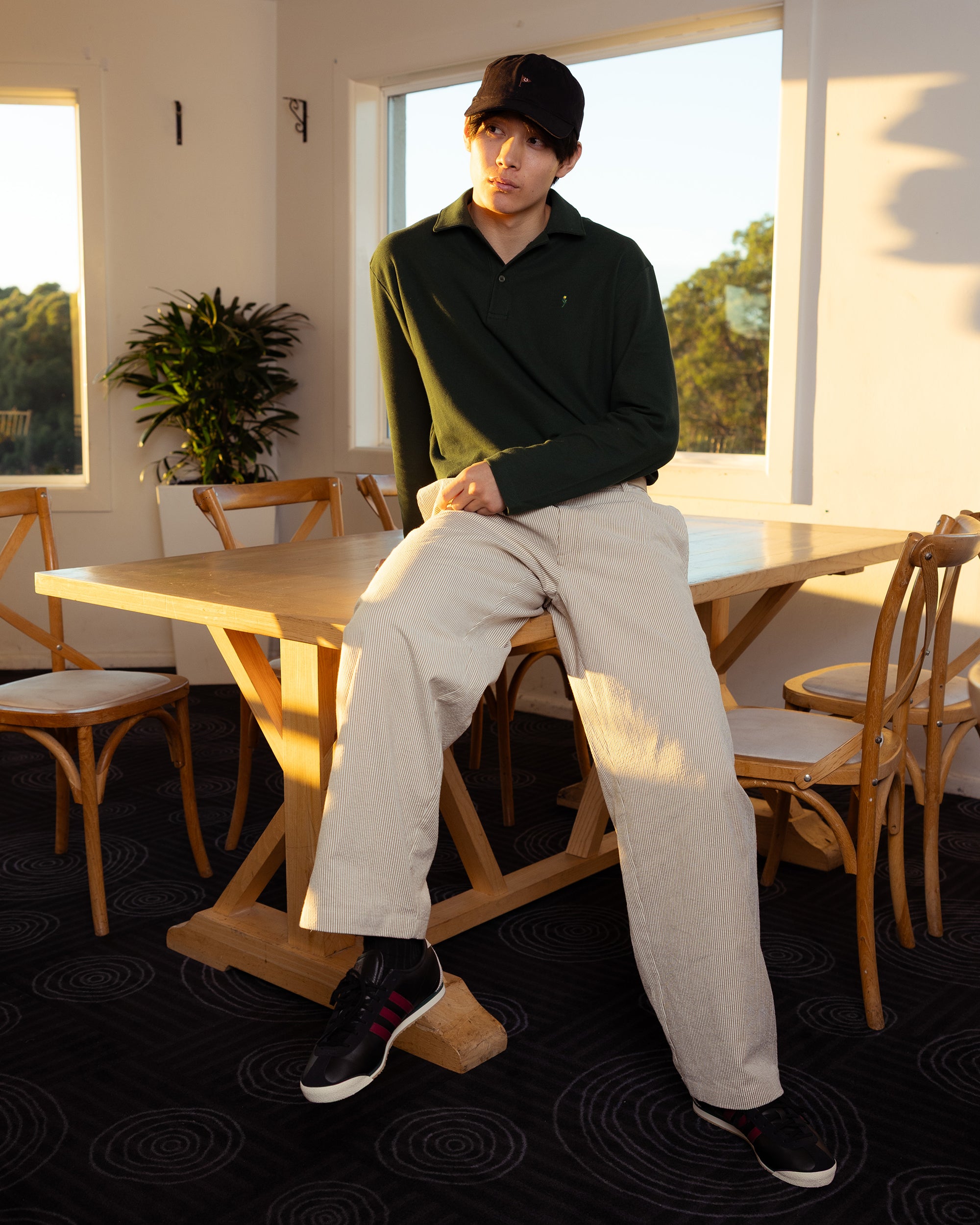 Fairway Pleated Trouser Natural Stripe-4
