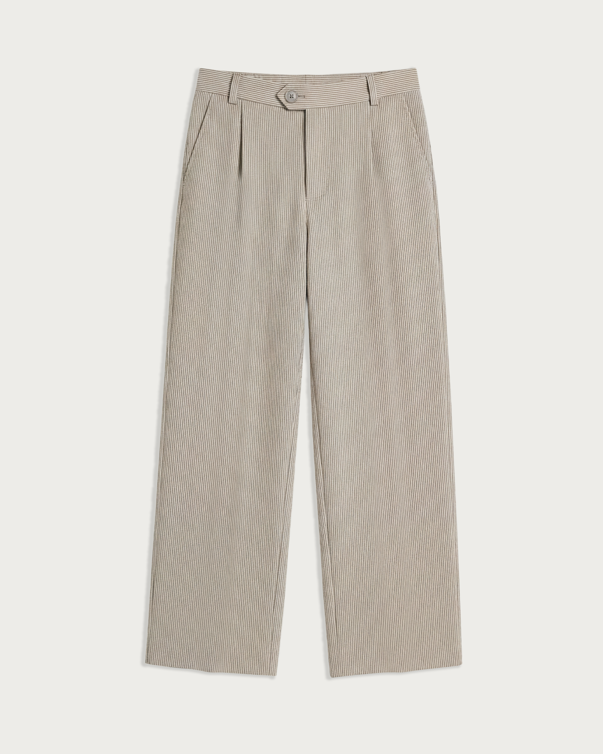 Fairway Pleated Trouser Natural Stripe