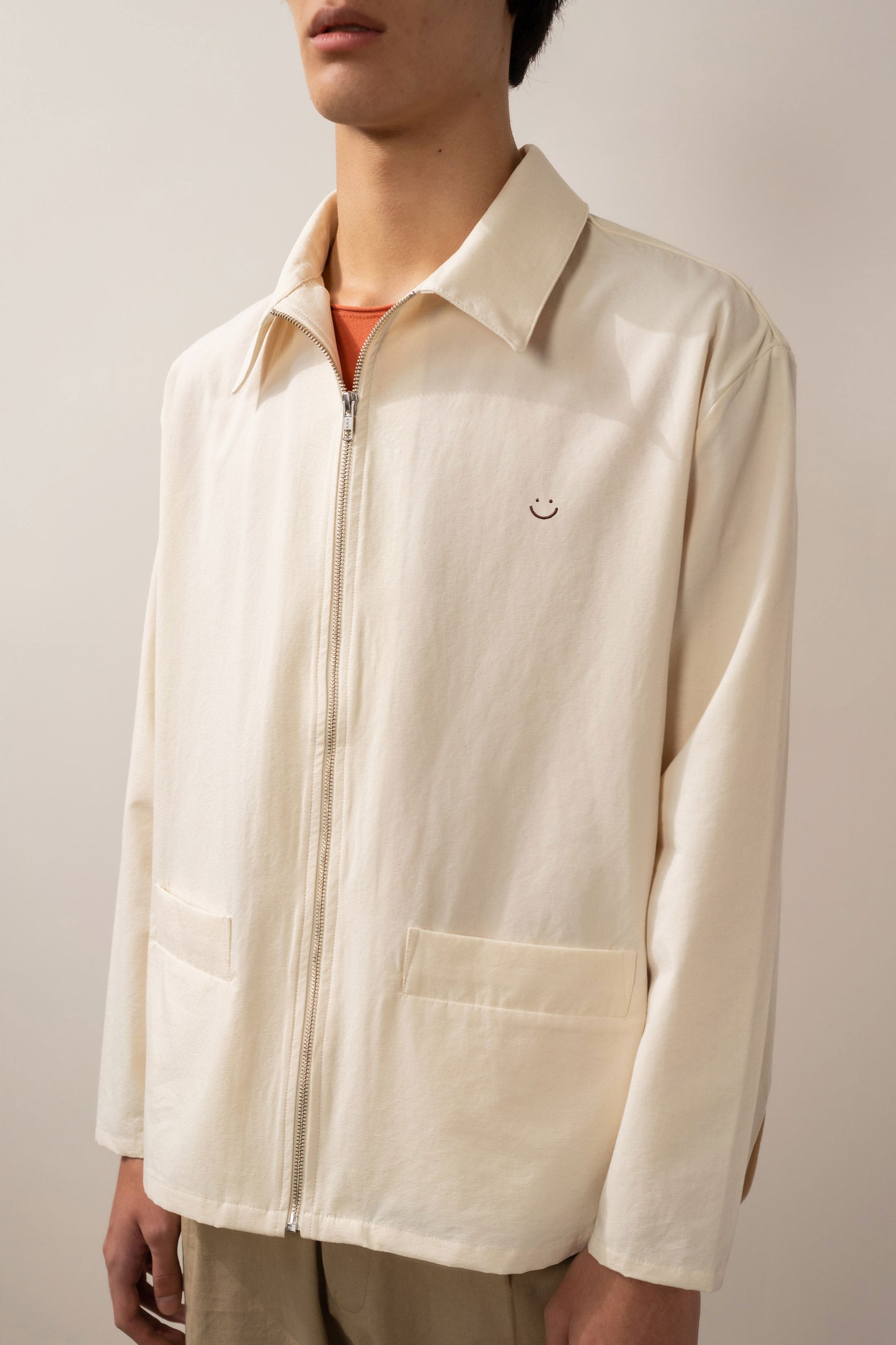 Long Sleeve Zip Shirt Natural