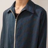 Chemise zippée à manches longues à rayures bleues