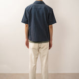 Short Sleeve Zip Shirt Blue Stripe