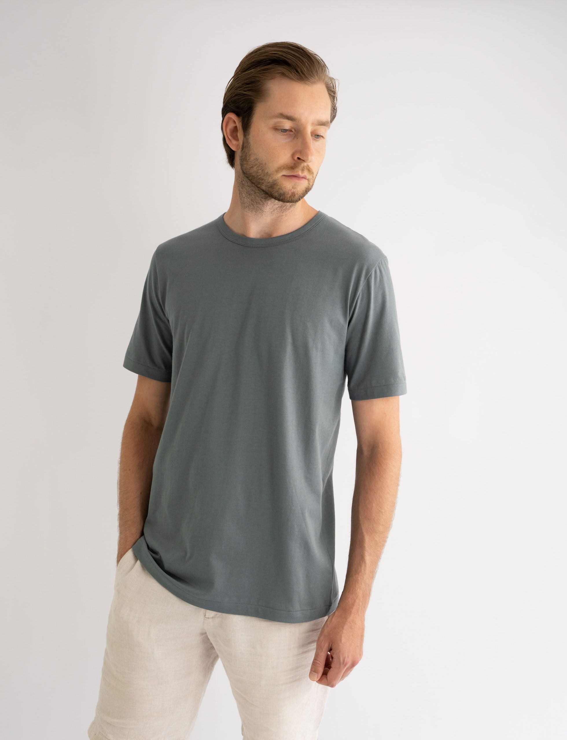 t-shirt organic cotton australian made charcoal blue